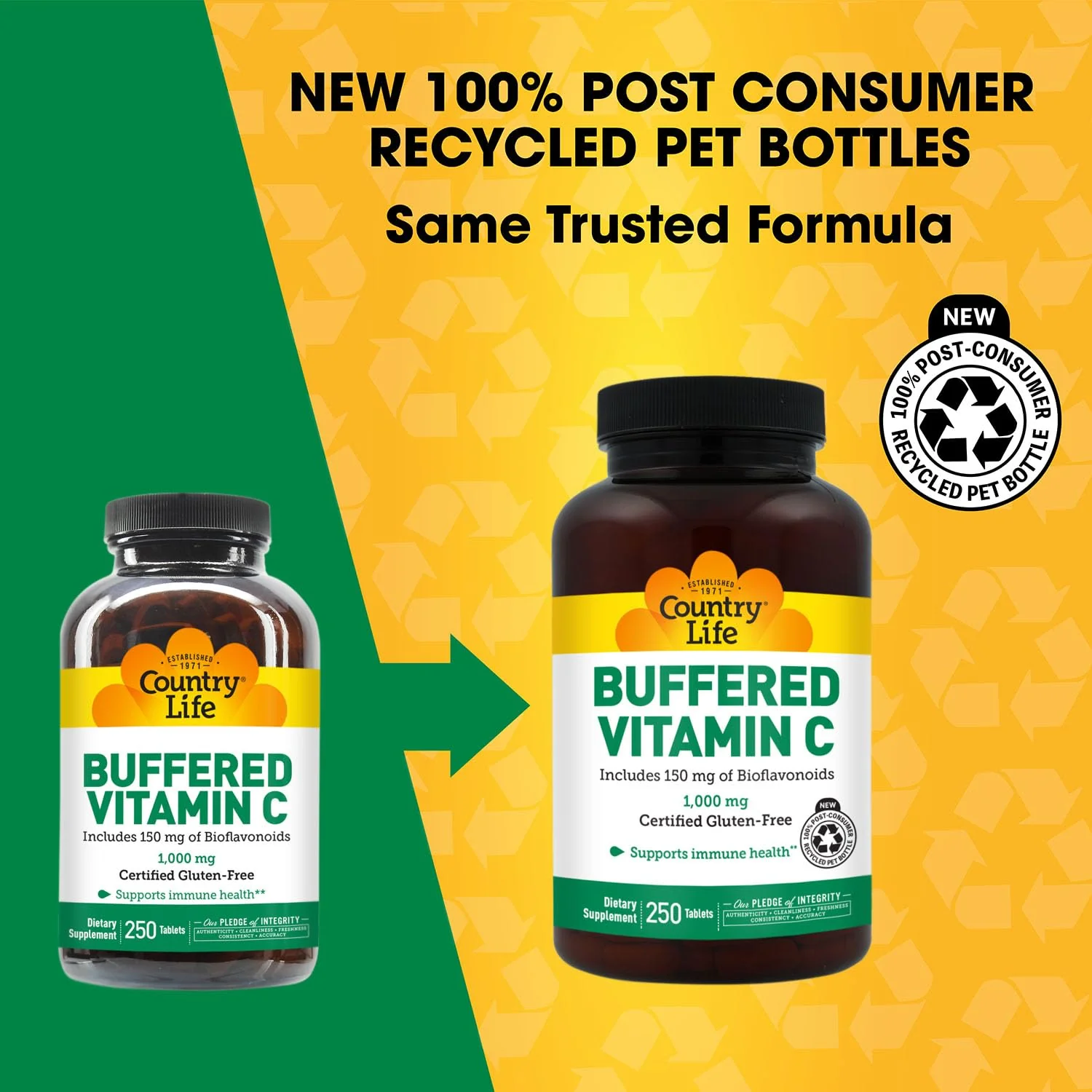 Country Life Buffered Vitamin C 1000mg with Bioflavonoids, Calcium, Magnesium, Potassium - Immune Support, Vegan Capsules, Gluten-Free, Gentle on Stomach - 250 Tablets - Image 8