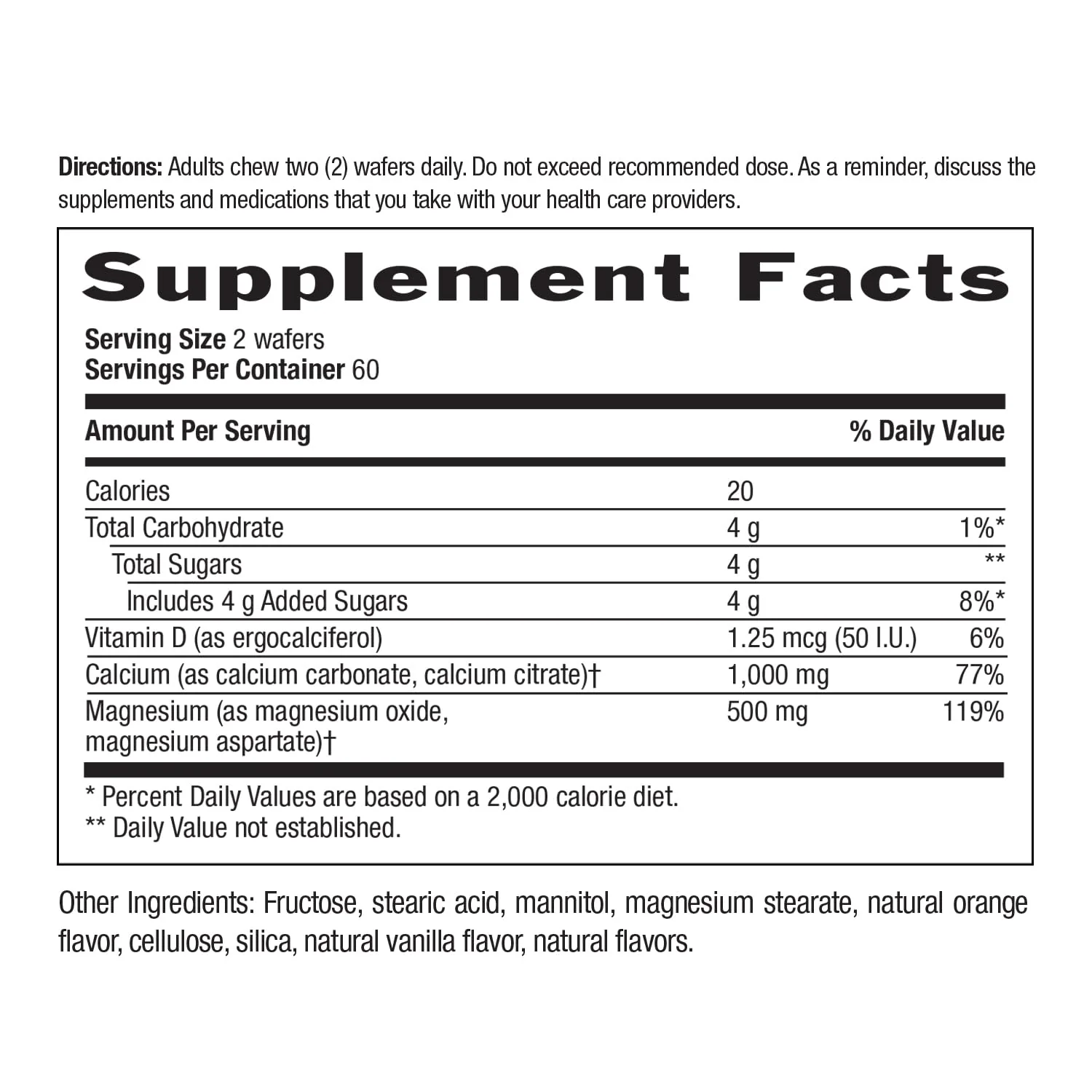 Country Life Cal-Snack, Chewable Calcium, Magnesium with Vitamin D, 1000mg/500mg/50 IU, Dairy-Free, Vanilla Orange Flavor, 60 Wafers, Certified Gluten Free, Certified Vegan - Image 5