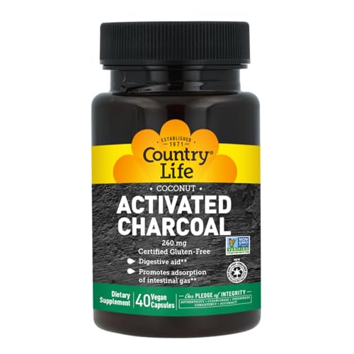 Country Life Coconut Activated Charcoal Capsules, 260mg – Natural Charcoal Supplement for Gas and Bloating Relief - Gluten-Free, 40 Vegan Capsules - Image 10
