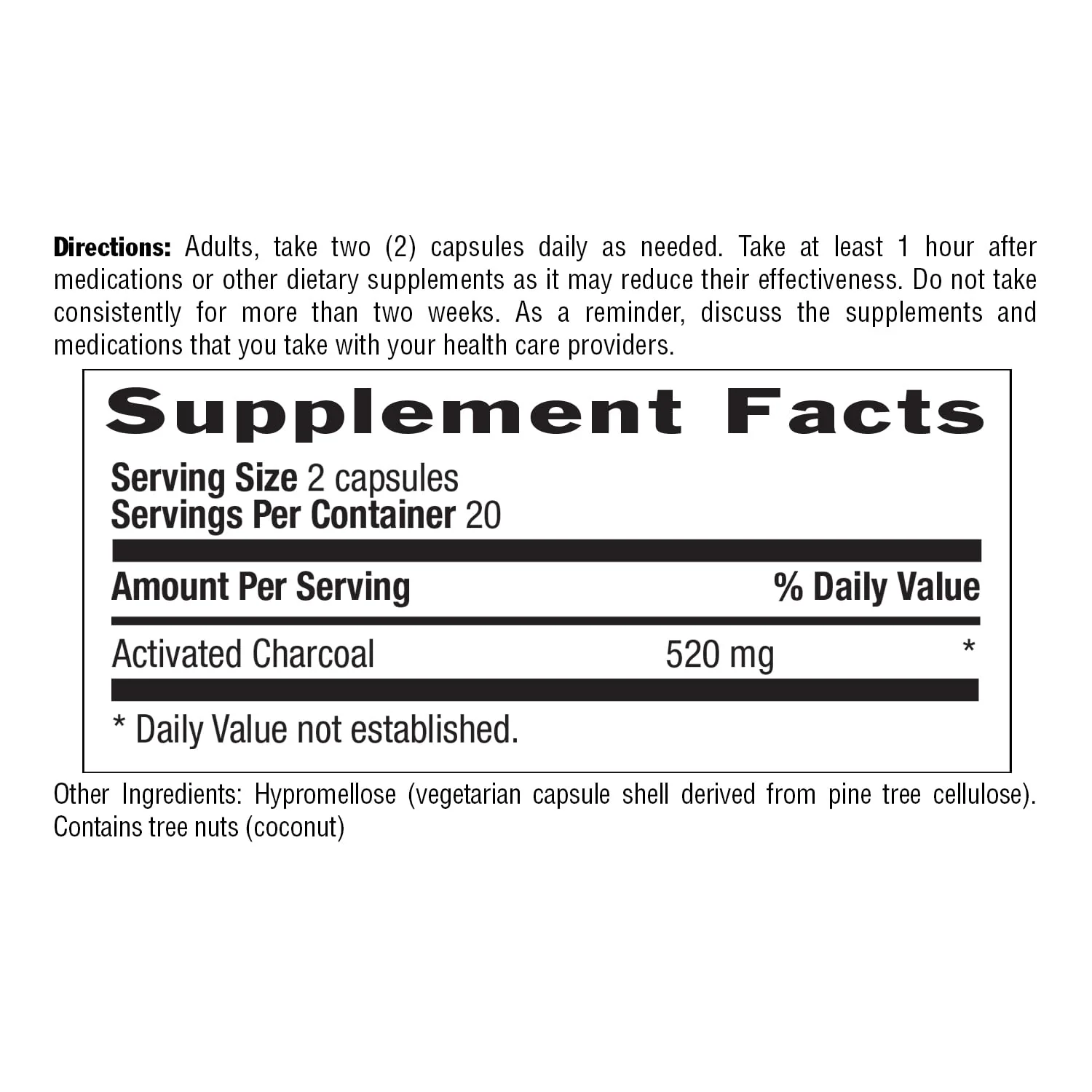 Country Life Coconut Activated Charcoal Capsules, 260mg – Natural Charcoal Supplement for Gas and Bloating Relief - Gluten-Free, 40 Vegan Capsules - Image 6