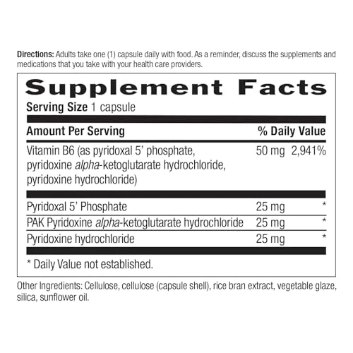 Country Life Coenzyme Active B-6, 50mg Vitamin B6-30 Vegetarian Capsules - Supports Energy, Nervous & Immune Systems - 25mg P-5-P Vitamin B6 - Certified Gluten Free, Vegan - No Artificial Additives - Image 2