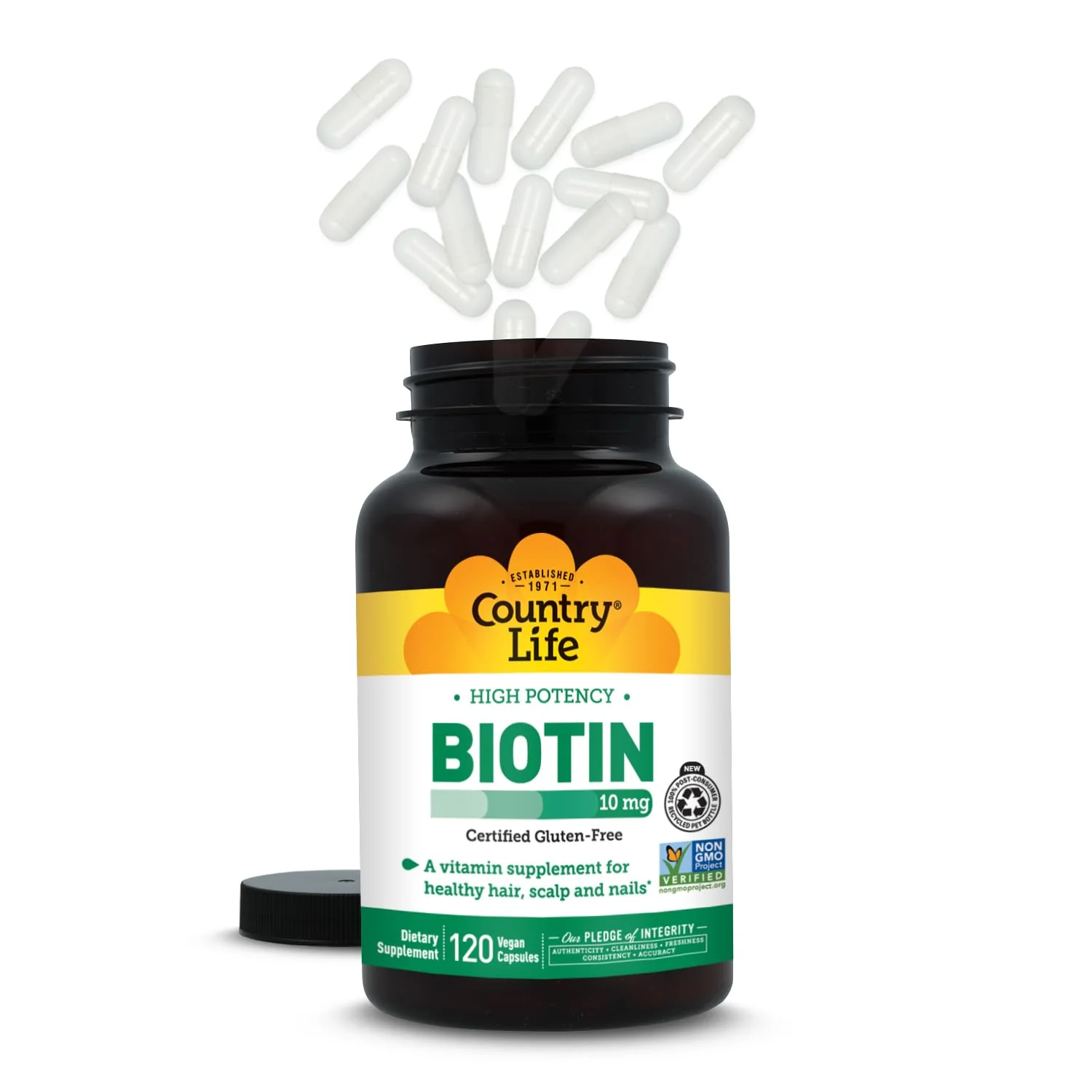Country Life High-Potency Biotin 10mg - Vegan & Gluten-Free Biotin Supplement for Skin & Nails, Energy Metabolism - Biotin 10000mcg Capsules - Image 2