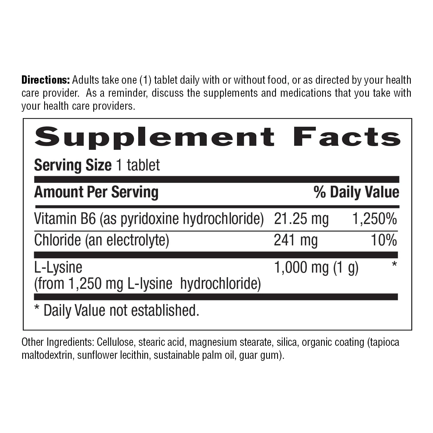 Country Life L-Lysine 1000mg with B-6, Supports Immune Health, Promotes Collagen Renewal in Lips and Mouth, 100-Count, Certified Gluten Free, Certified Vegan - Image 3