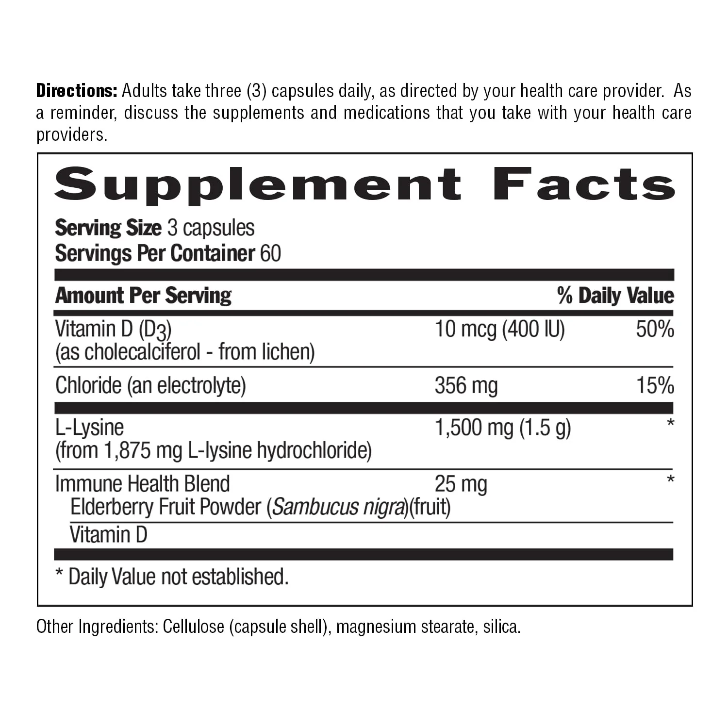 Country Life L-Lysine 1500mg Capsules with Vitamin D & Elderberry – Advanced Immune Support and Collagen Renewal – Certified Gluten-Free & Vegan – 180 Capsules - Image 4