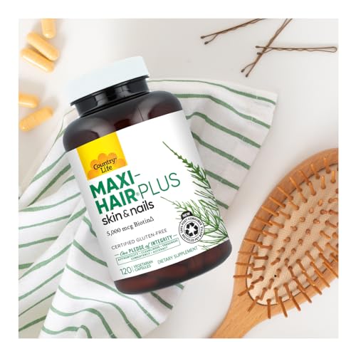 Country Life, Maxi-Hair Plus Biotin, Supports Healthy Hair, Skin and Nails, Daily Supplement, 120 ct - Image 2