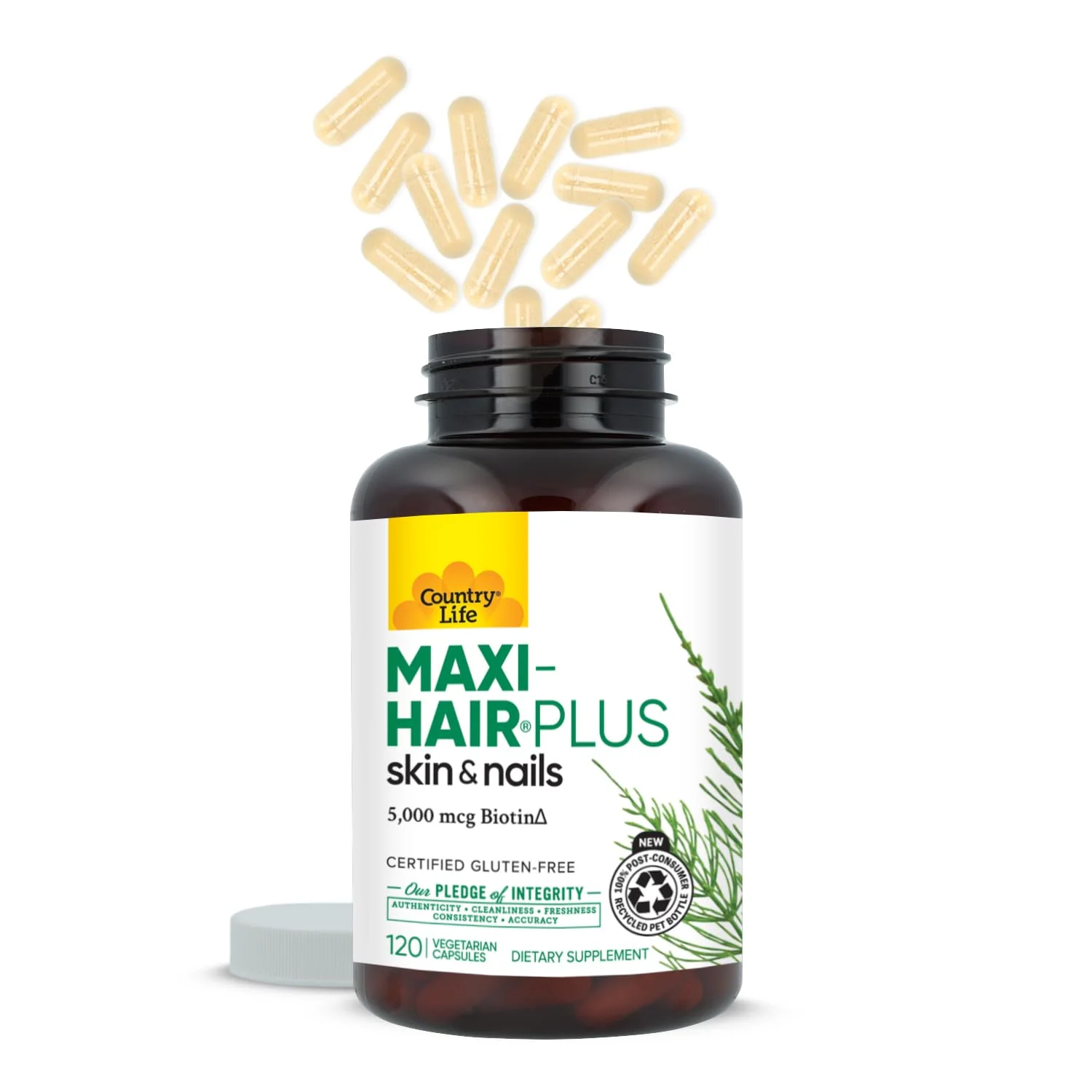 Country Life, Maxi-Hair Plus Biotin, Supports Healthy Hair, Skin and Nails, Daily Supplement, 120 ct - Image 6