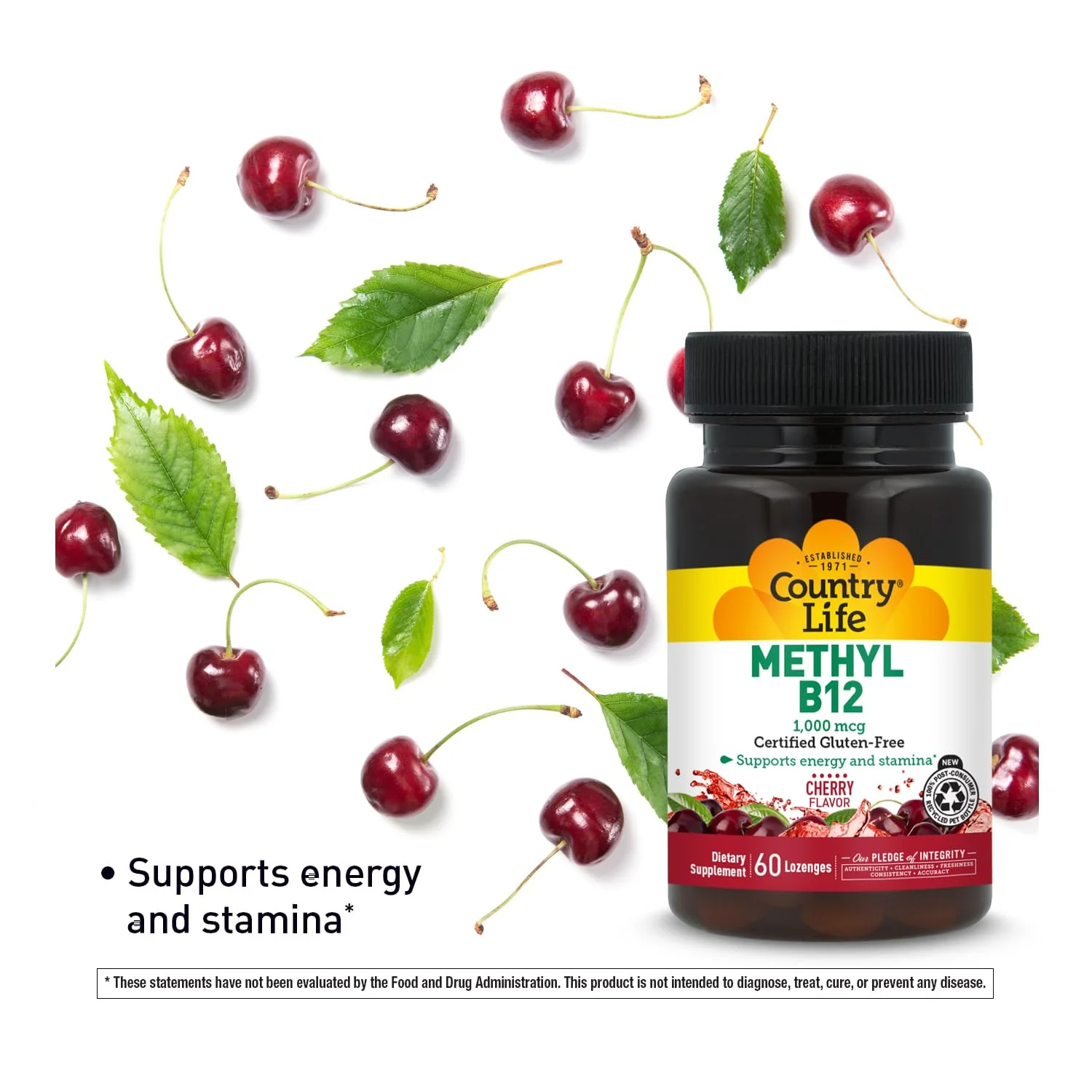 Country Life Methyl B12, Supports Energy & Stamina, 1000mcg, 60 Lozenges, Certified Gluten Free, Certified Vegan - Image 6