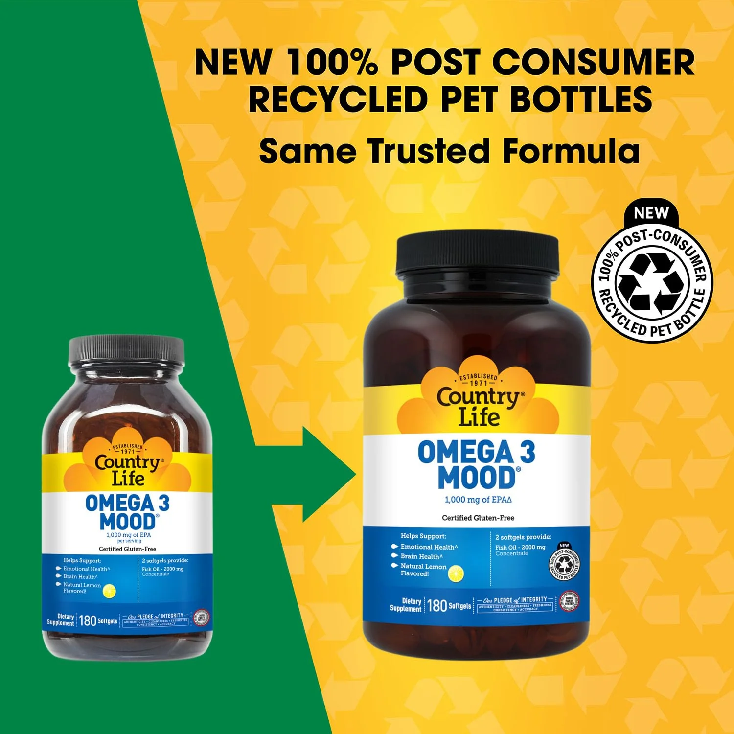 Country Life Omega 3 Fish Oil Supplement - High Concentration EPA and DHA Omega 3 Fatty Acids - 2000mg Fish Oil for Emotional Health, Mood Support, and No Fish Taste - Natural Lemon Flavor - Image 8