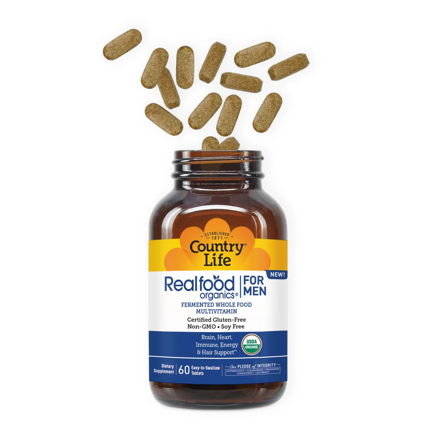 Country Life RealFood Organics for Men – 60 Tablets | 1,300mg Organic Fermented Whole Foods, 7-Mushroom Superfood & Aloe – Certified Gluten-Free, Vegan & USDA Organic Multivitamin - Image 6