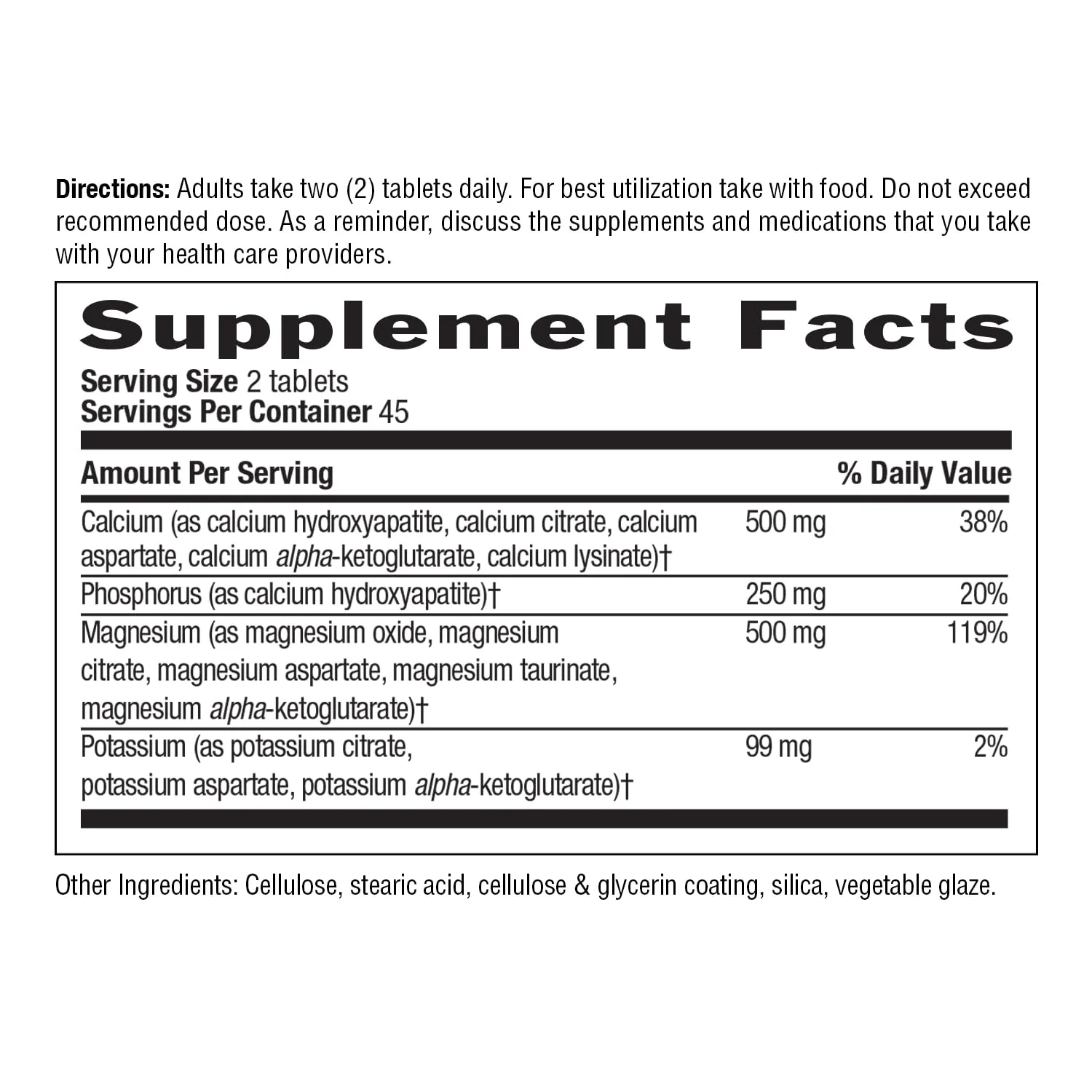 Country Life Target Mins - Calcium Magnesium Potassium, 500mg/500mg/99mg per 2 Tablets - 90 Tablets - Image 2