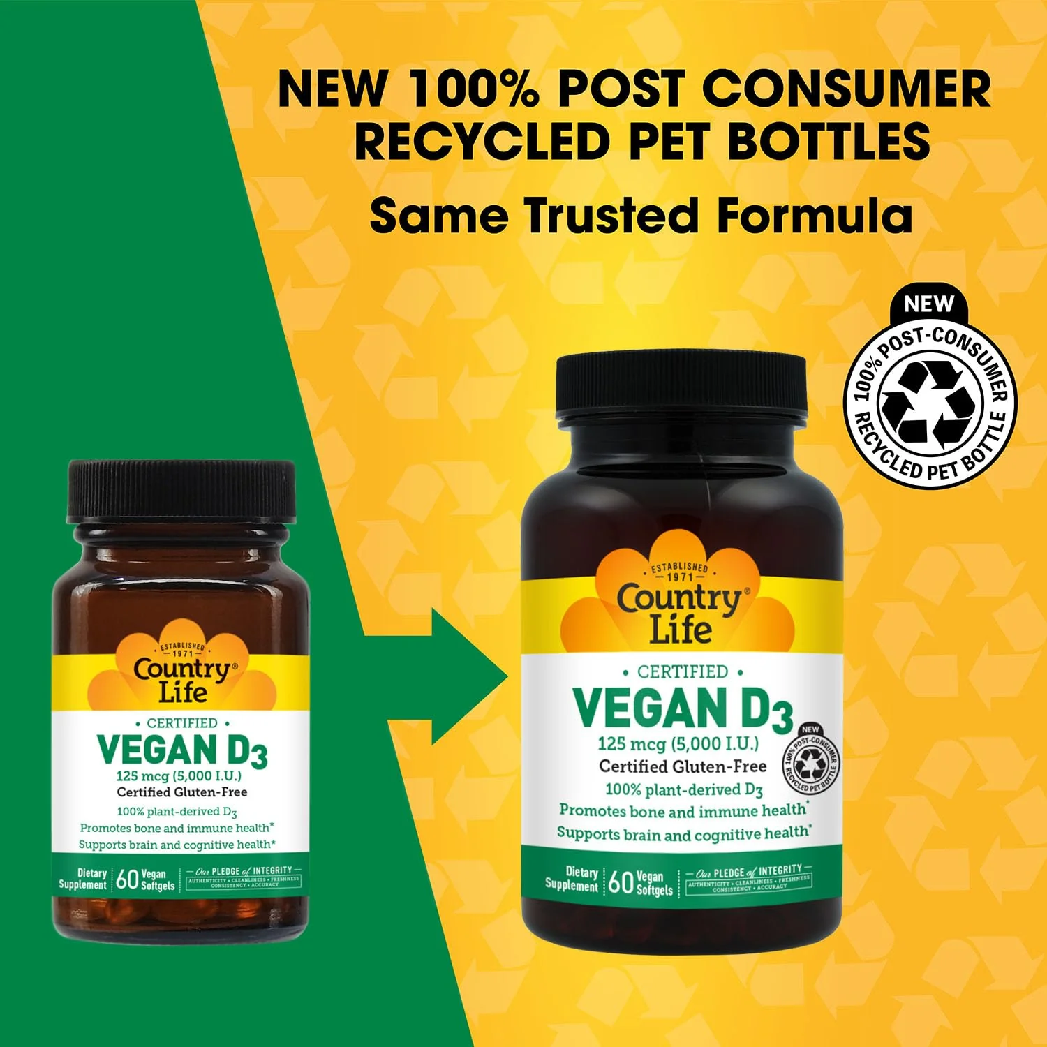 Country Life Vegan D3 5000 IU – Plant-Derived Vitamin D3 from Lichen – Certified Vegan, Gluten-Free, Non-GMO – Clean, Simple Formula – 60 Softgels - Image 8