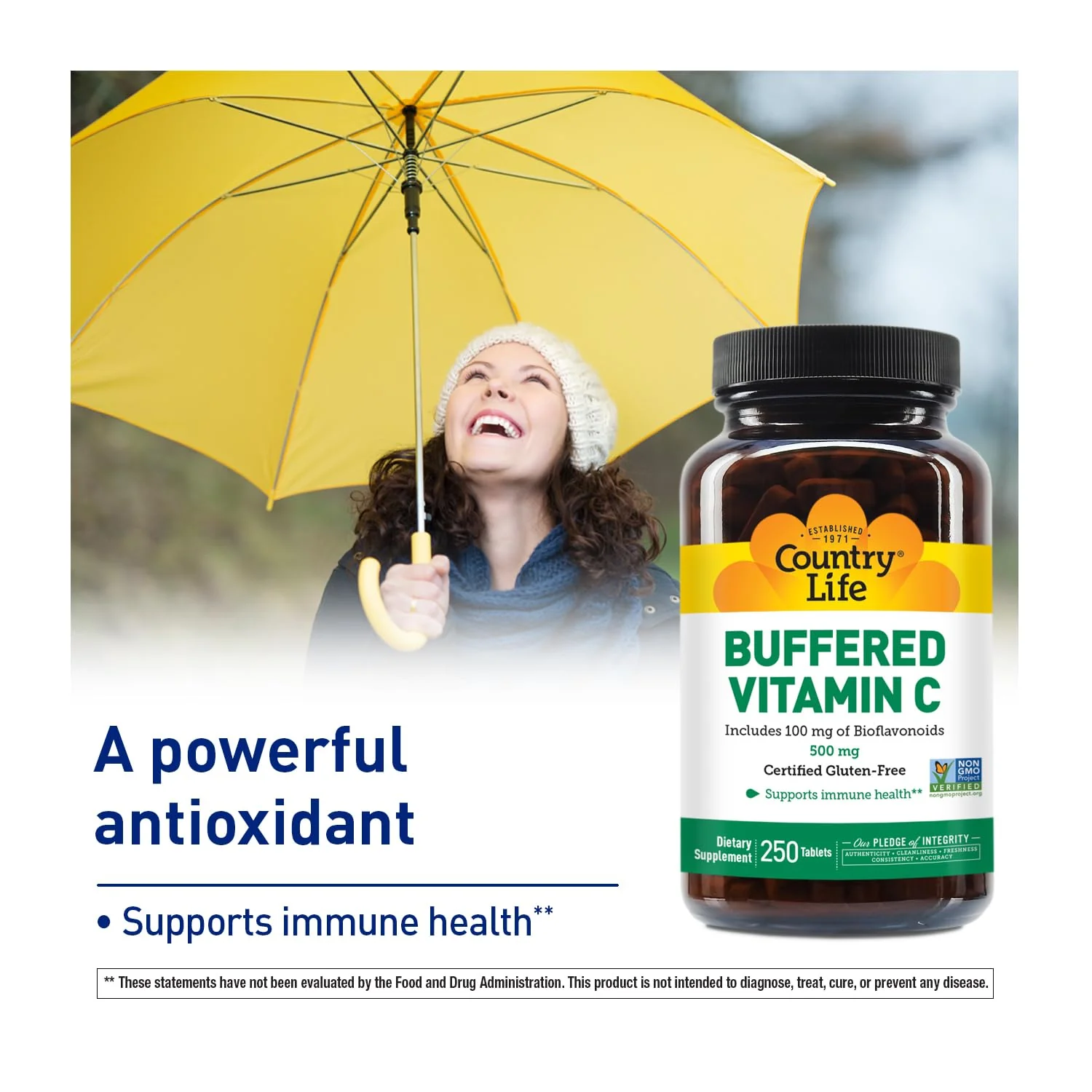 Country Life Vitamin C Buffered with Bioflavonoids, 500mg, 250 Tablets, Certified Gluten Free, Certified Vegan - Image 5