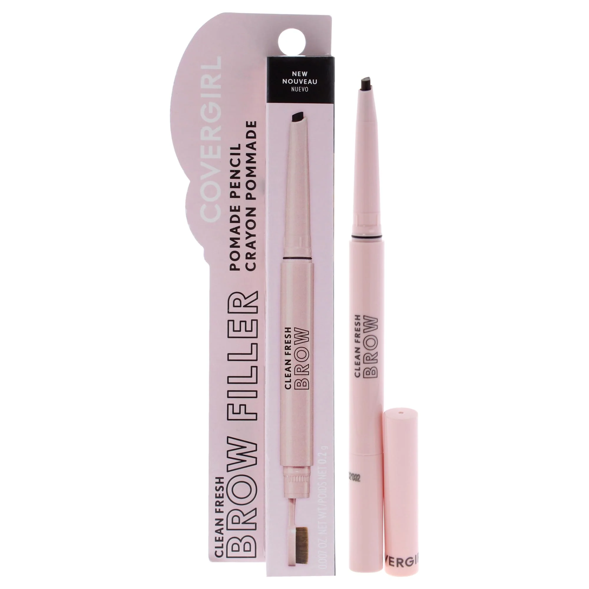 Covergirl Clean Fresh Brow Filler Pomade, 700 Black Brown, Eyebrow Pencil, Ultra-Precise Tip, Creamy Formula, Highly Pigmented, Soft Matte Finish, Vegan Formula, 0.007oz