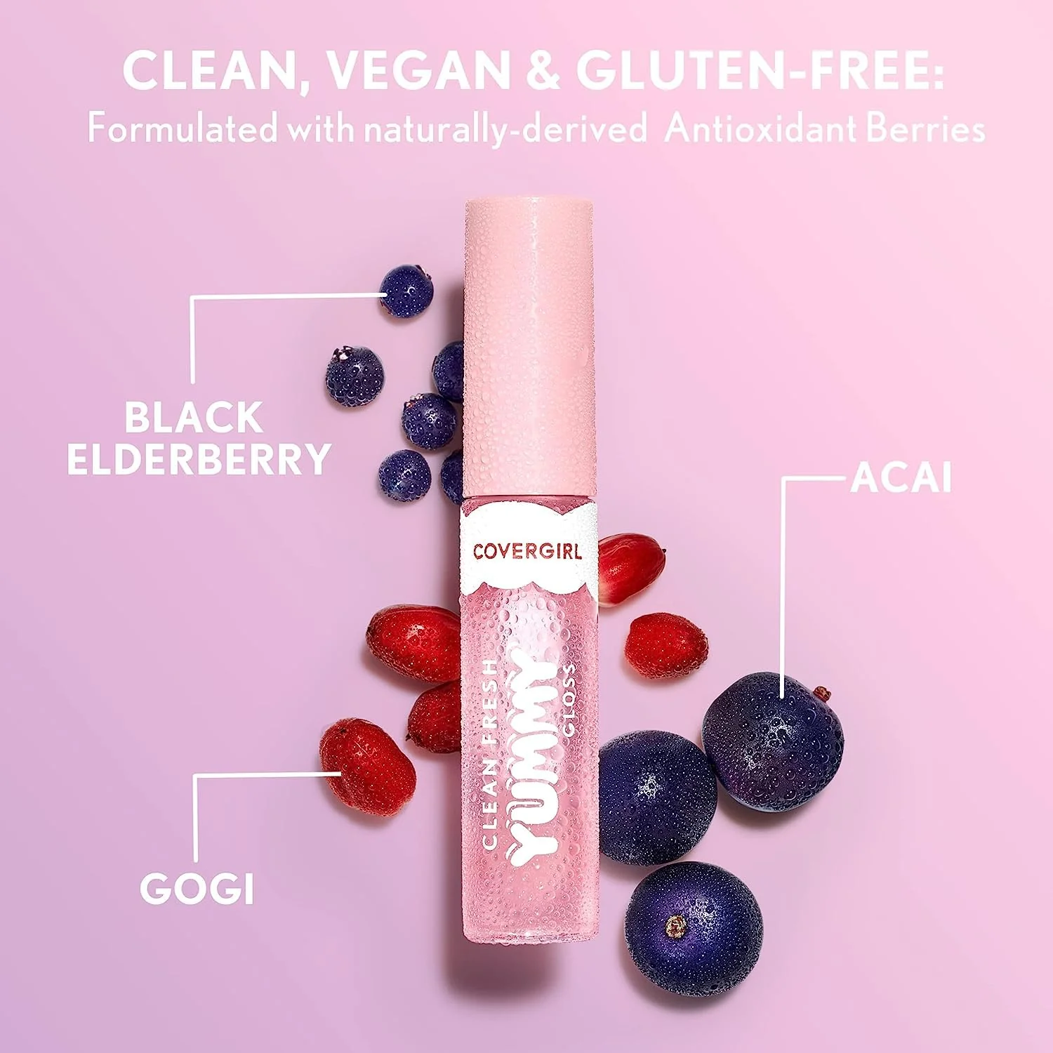 COVERGIRL Clean Fresh Yummy Lip Gloss, Sheer, Natural Scents, Vegan Formula - 150 Sugar Poppy, 0.33 fl oz - Image 2