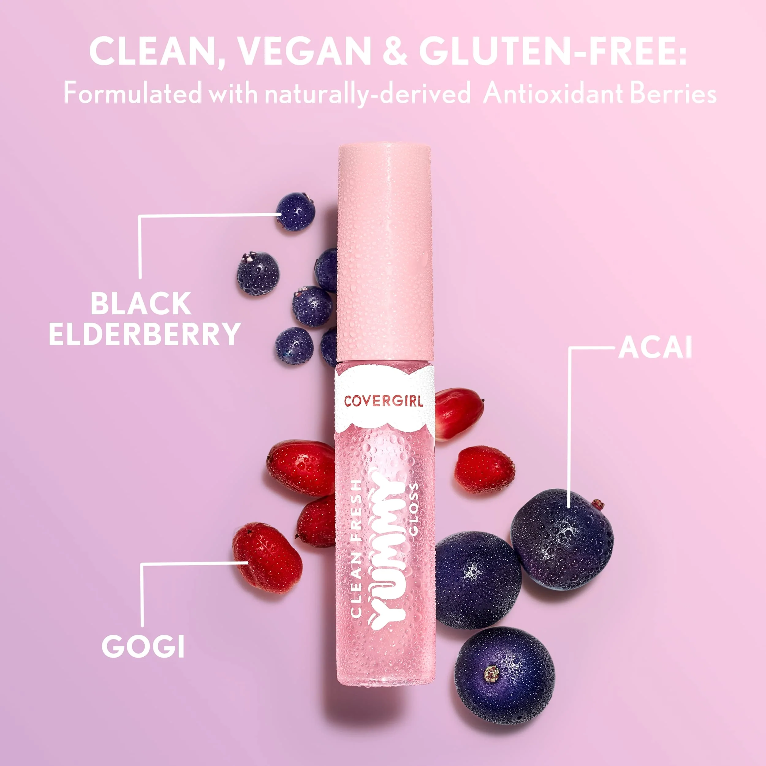 COVERGIRL Clean Fresh Yummy Lip Gloss, Sheer, Natural Scents, Vegan Formula - 300 Acai You Later, 0.33 fl oz - Image 2