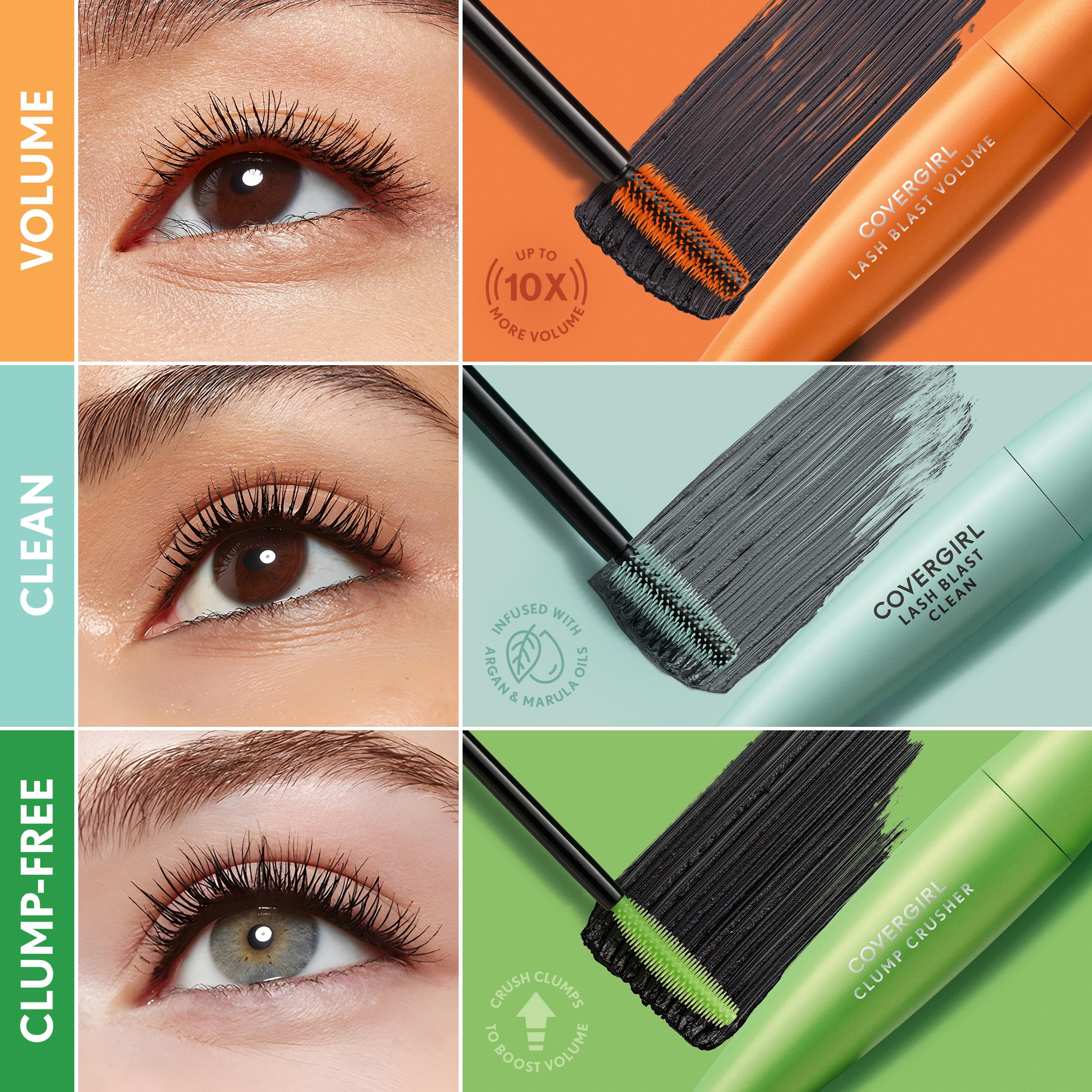 COVERGIRL Clump Crusher Mascara, 20X More Volume, Double Sided Brush, Long-Lasting Wear - 800 Very Black (Pack of 2) - Image 2
