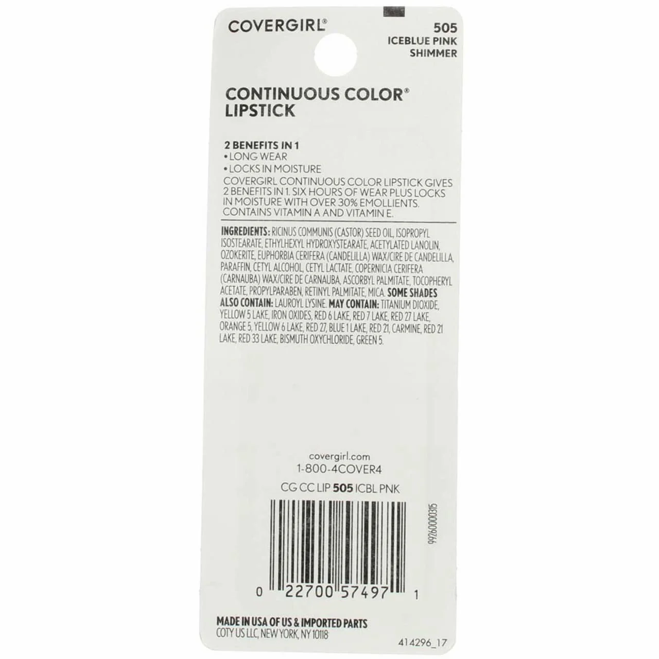COVERGIRL Continuous Color Lipstick, Iceblue Pink 505, 0.13 Ounce (Pack of 2) - Image 4