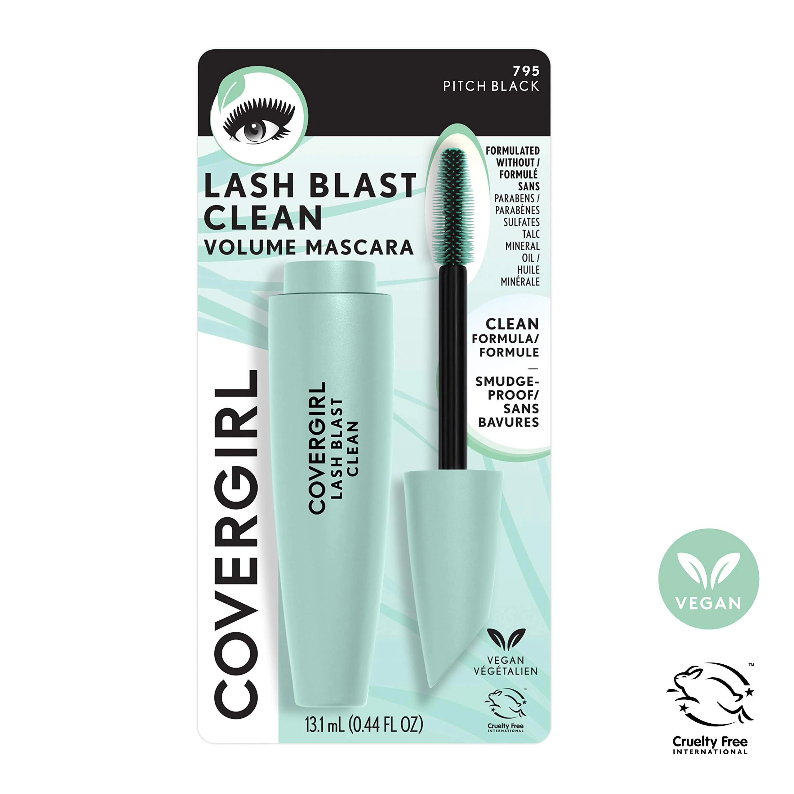 CoverGirl Lash Blast Clean Volume Mascara, Vegan Formula, Volumizing, Smudge-Proof, Pitch Black, 1 Count - Image 6