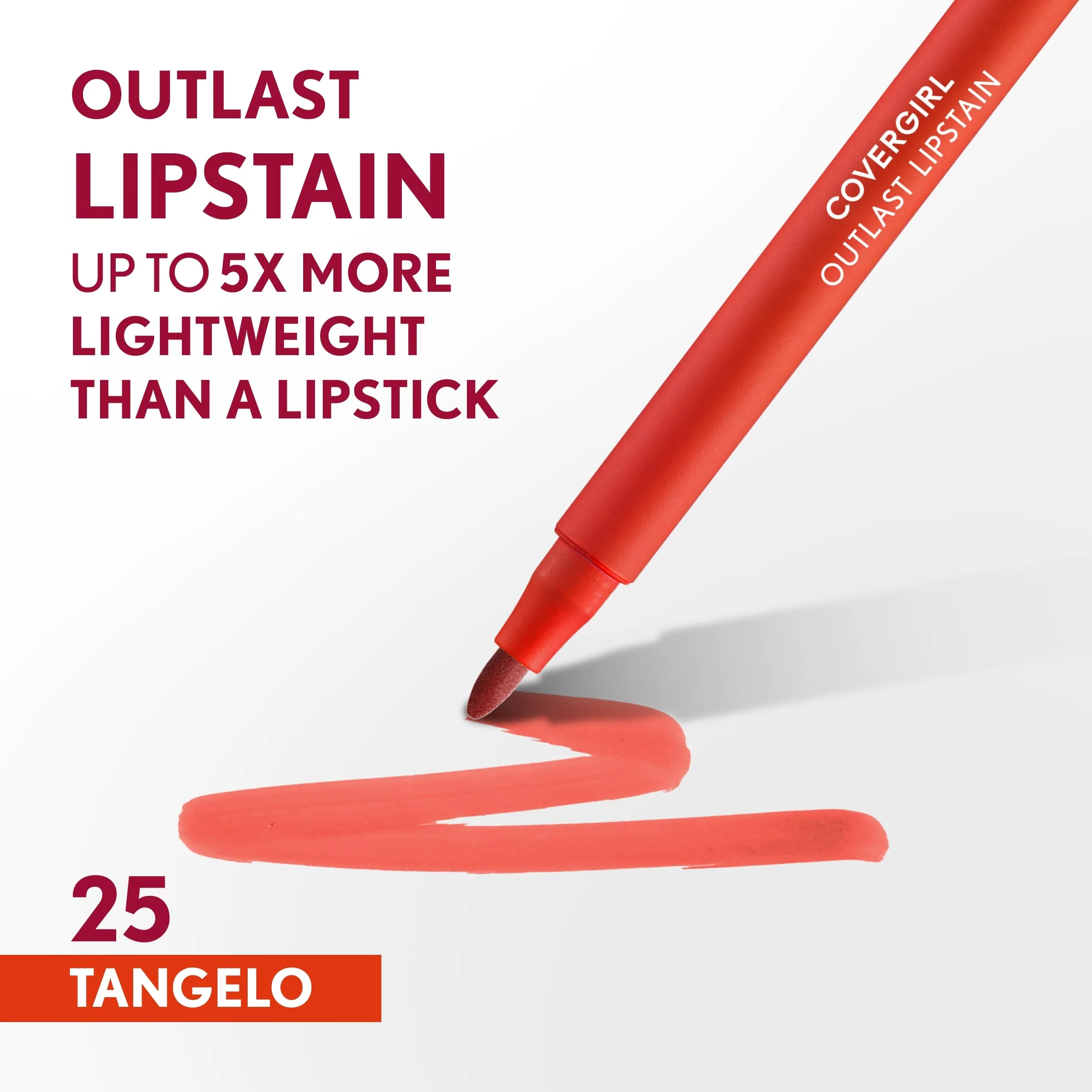 Covergirl Outlast, 25 Tangelo, Lipstain, Smooth Application, Precise Pen-Like Tip, Transfer-Proof, Satin Stained Finish, Vegan Formula, 0.06oz - Image 7