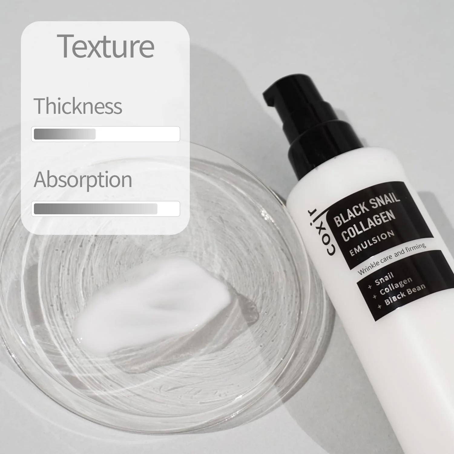 coxir BLACK SNAIL COLLAGEN EMULSION | Black Rice, Snail Mucin, Collagen, Hyaluronic Acid | Lightweight Face Moisturizer | Firming, Nourishing, Korean Skin Care [100ml/3.38 fl.oz] - Image 5