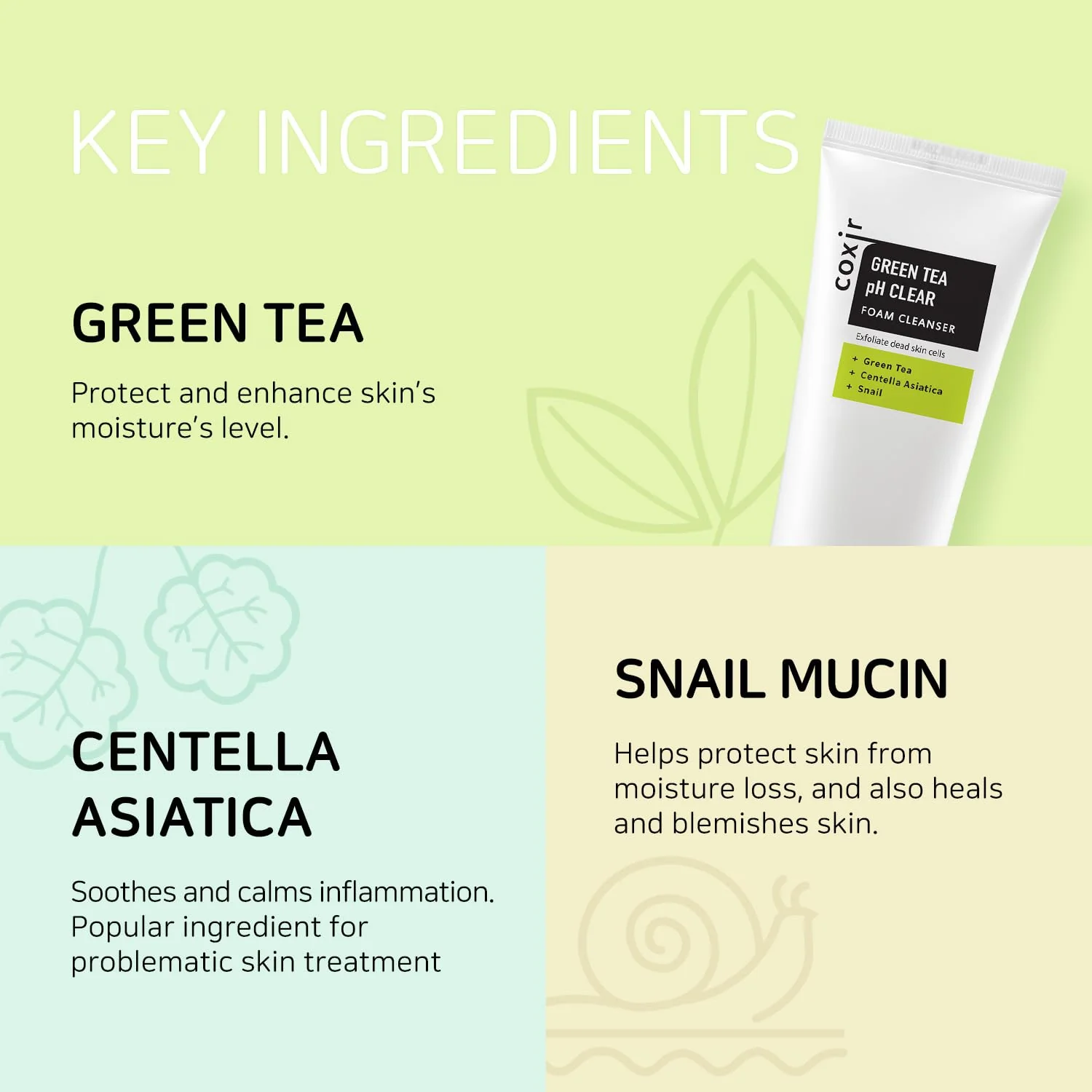 coxir GREENTEA PH CLEAR FOAM CLEANSER 5.07 Fl Oz l Low pH Formula Facial Washes with Gentle Exfoliating l deep cleanses pores and remove dead skin cells on skin,Korean skincare - Image 6