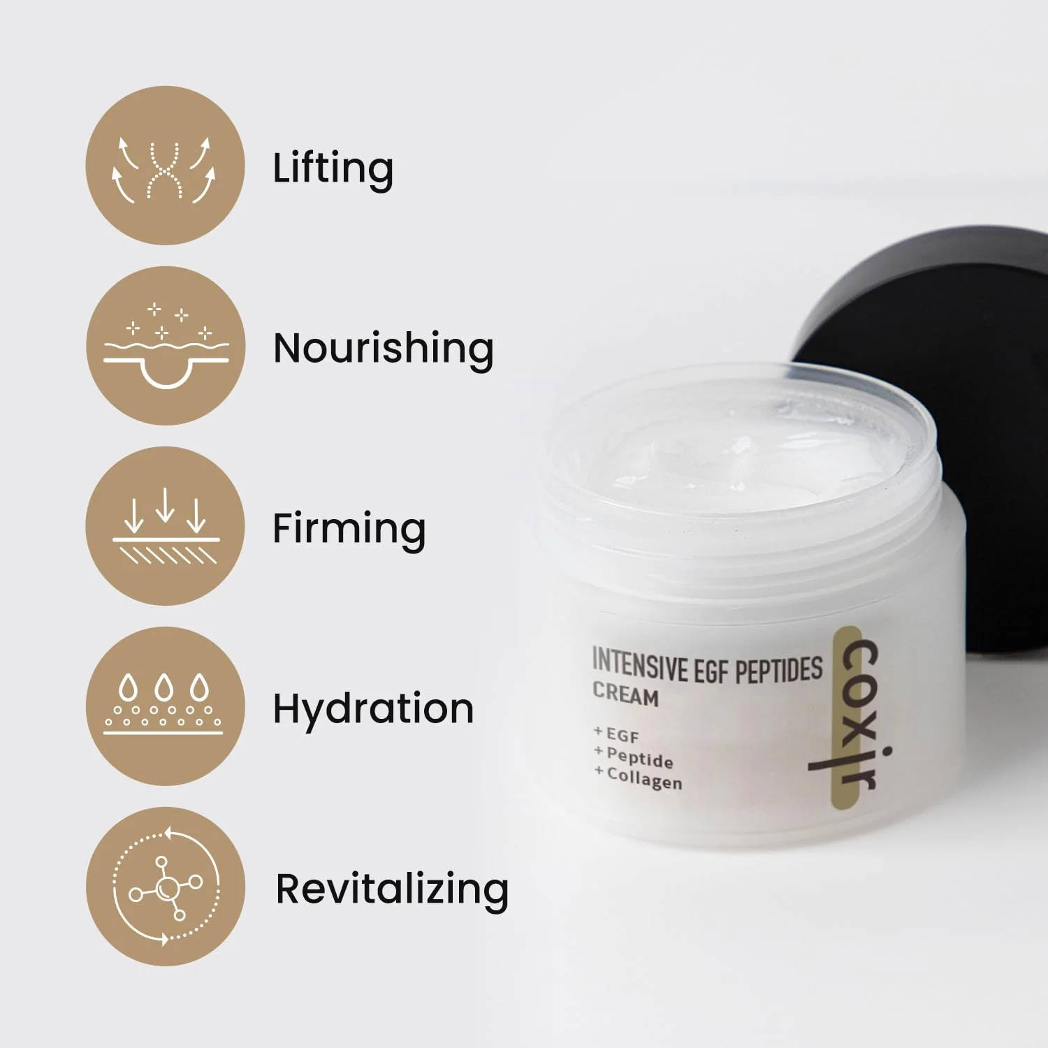 coxir INTENSIVE EGF PEPTIDES CREAM l Day&Night Firming Cream l EGF(Epidermal Growth Factor), Peptides, Niacinamide, Panthenol, Collagen l Korean Skincare [50ml/1.69fl.oz] - Image 7