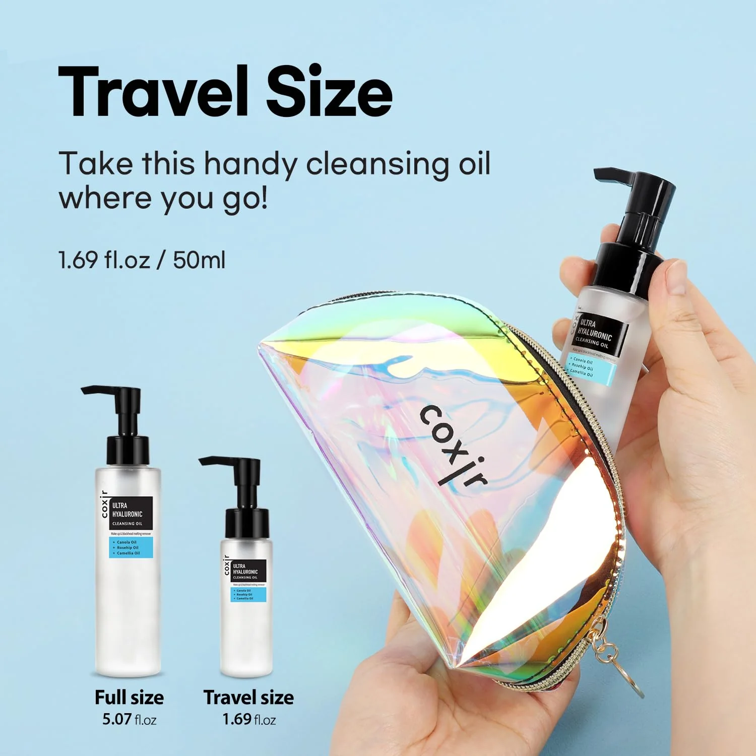coxir ULTRA HYALURONIC CLEANSING OIL, Travel-Size, Korean Facial Cleanser l Blackhead, Makeup Removal with Hyaluronic Acid, Cruelty Free, No Mineral Oil [1.69fl.oz (Pack of 1)] - Image 8
