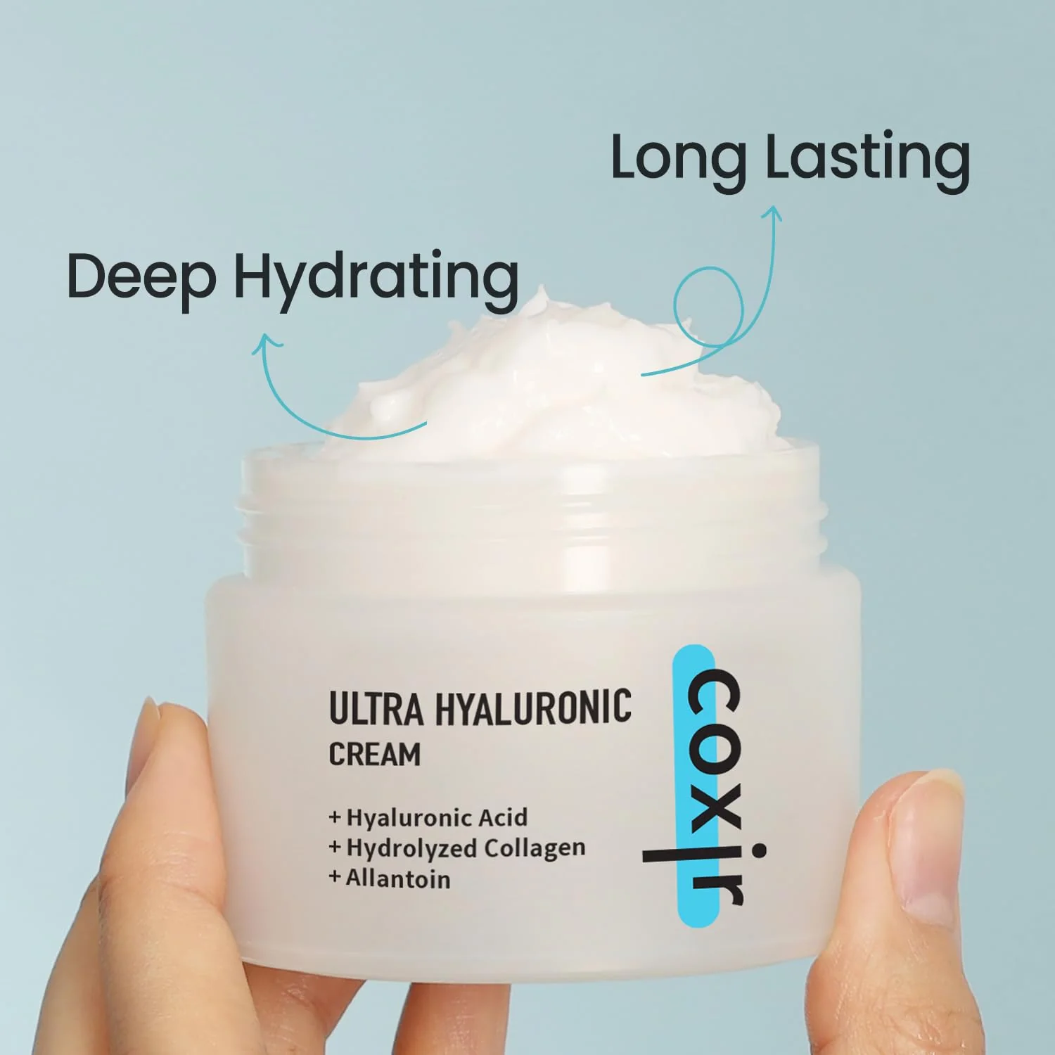 coxir Ultra Hyaluronic Cream– Intense Hydration Moisturizer for Dry, Dehydrated Skin | Hyaluronic Acid & Aloe Vera | Lightweight Korean Face Cream for Winter Dryness & Glowing Skin 50ml (1.69 fl oz) - Image 2