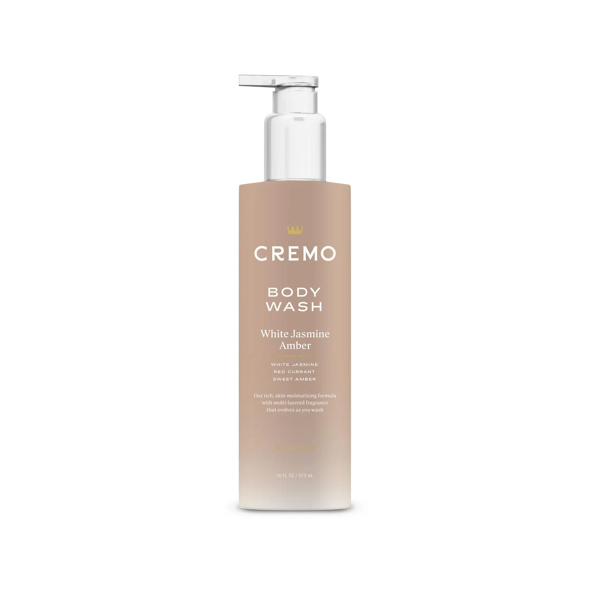 Cremo White Jasmine Amber Skin Moisturizing Body Wash for Women, Notes of White Jasmine, Red Currant, and Sweet Amber, 16 Fl Oz