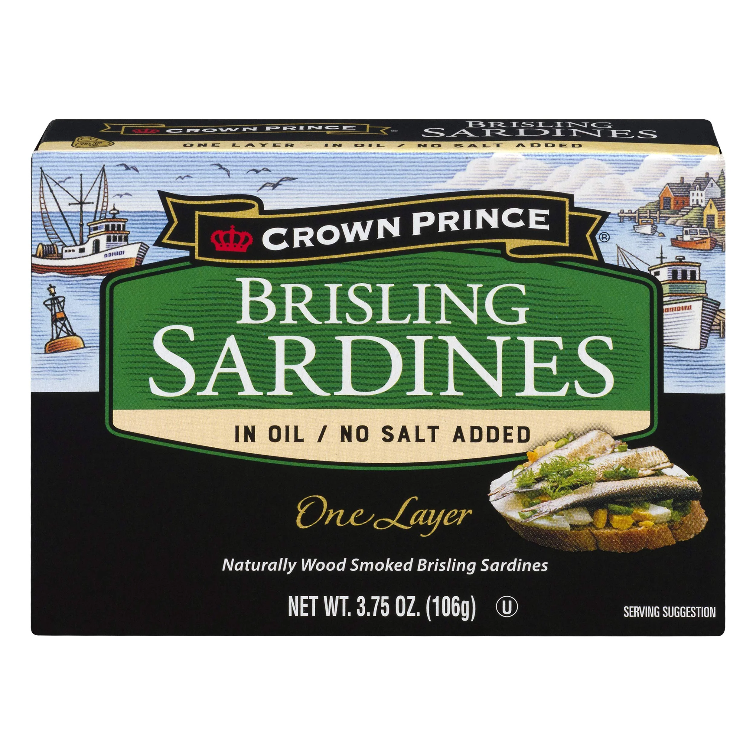 Crown Prince One Layer Brisling Sardines in Oil, No Salt Added, 3.75-Ounce Cans (Pack of 12) - Image 2