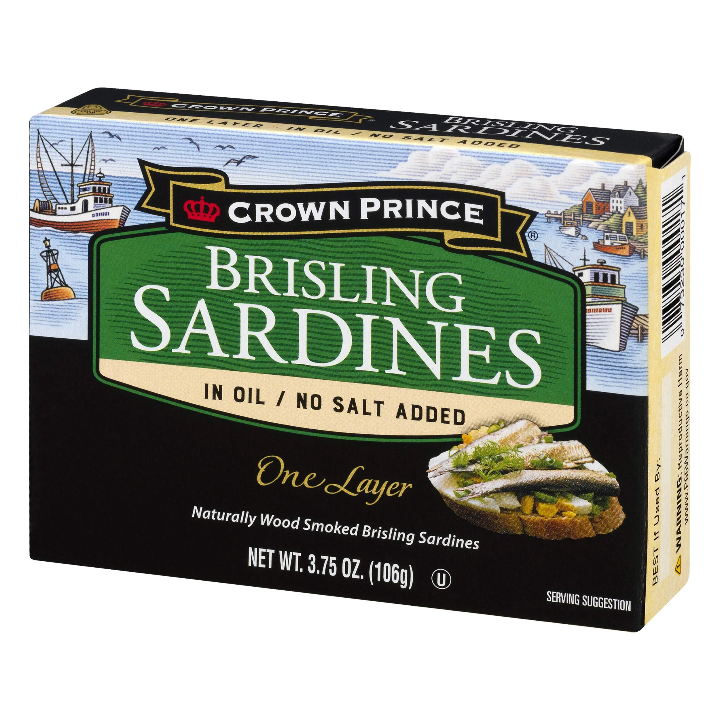 Crown Prince One Layer Brisling Sardines in Oil, No Salt Added, 3.75-Ounce Cans (Pack of 12) - Image 8
