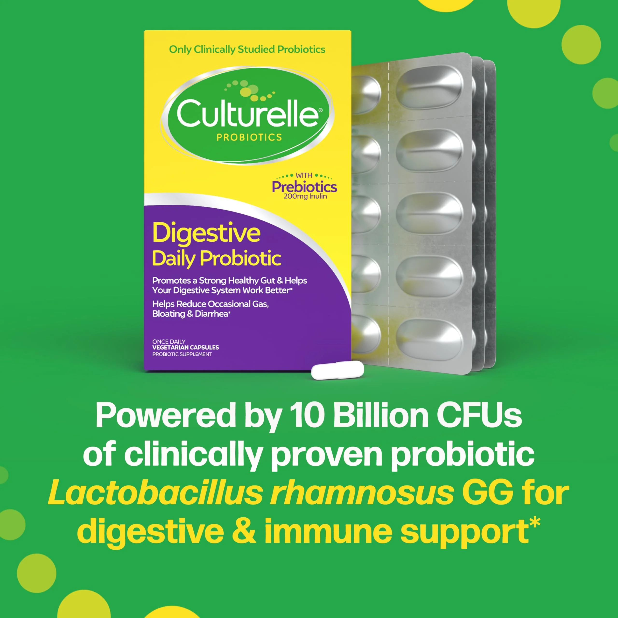 Culturelle Daily Probiotic Capsules For Men & Women, Most Clinically Studied Probiotic Strain, Digestive & Gut Health, Supports Occasional Diarrhea, Gas & Bloating, 1 Month Supply, 30 CT - Image 4