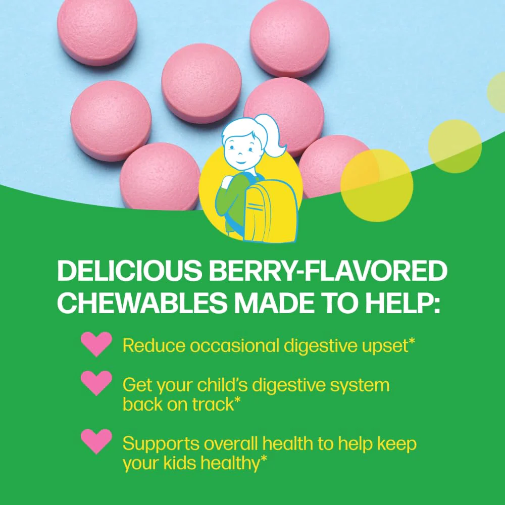 Culturelle Kids Chewable Daily Probiotic for Kids, Ages 3+, 30 Count, #1 Pediatrician-Recommended Brand, Natural Berry Flavored Daily Probiotics for Digestive Health, Oral Care & Immune Support - Image 2