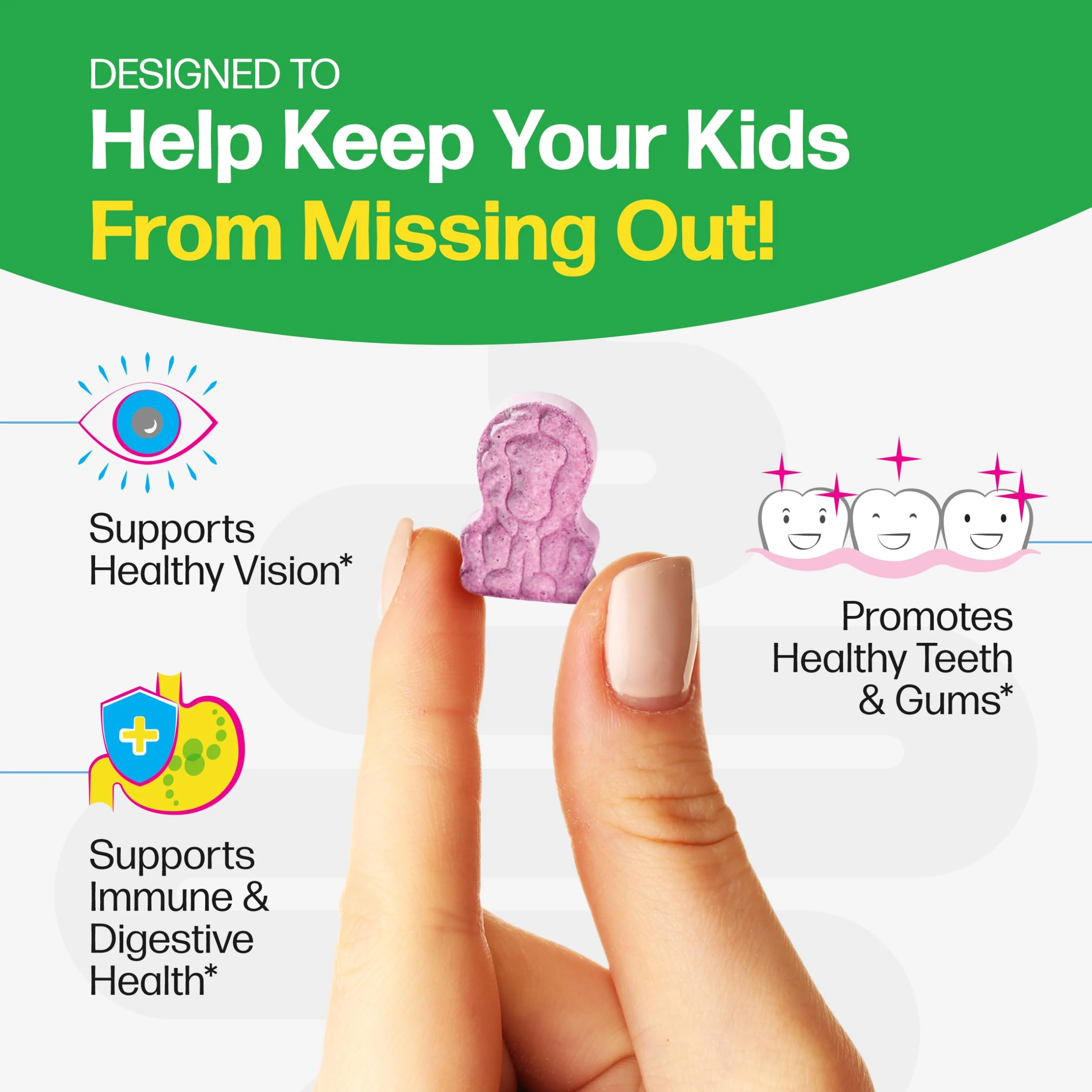 Culturelle Kids Complete Chewable Multivitamin + Probiotic For Kids, Ages 3+, 50 Count, Digestive Health, Oral Health & Immune Support - With 11 Vitamins & Minerals, including Vitamin C, D3 & Zinc - Image 6