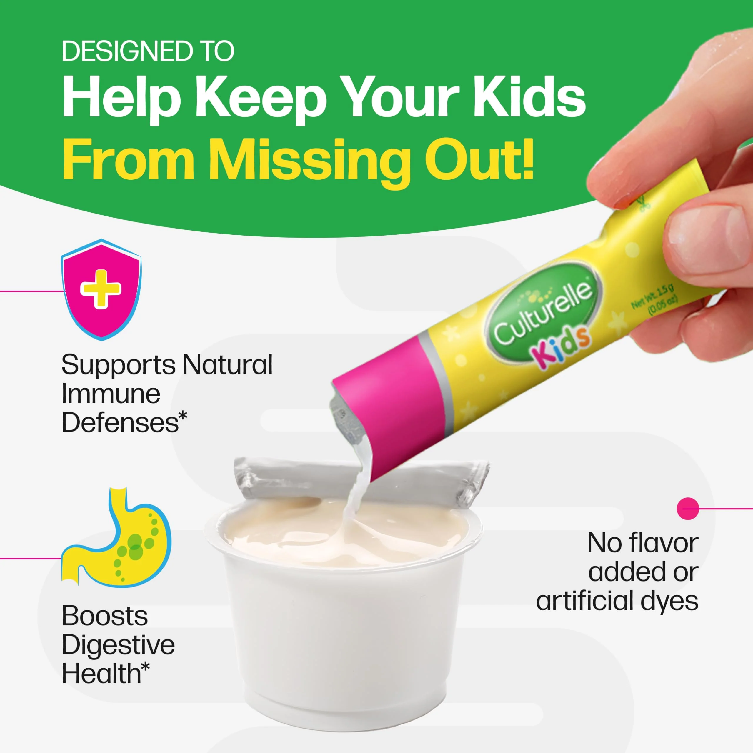 Culturelle Kids Daily Probiotic Packets for Kids, (Ages 3+) - 50 Count – From the #1 Pediatrician-Recommended Brand – Flavorless Daily Probiotics for Digestive Health & Immune Support - Image 5