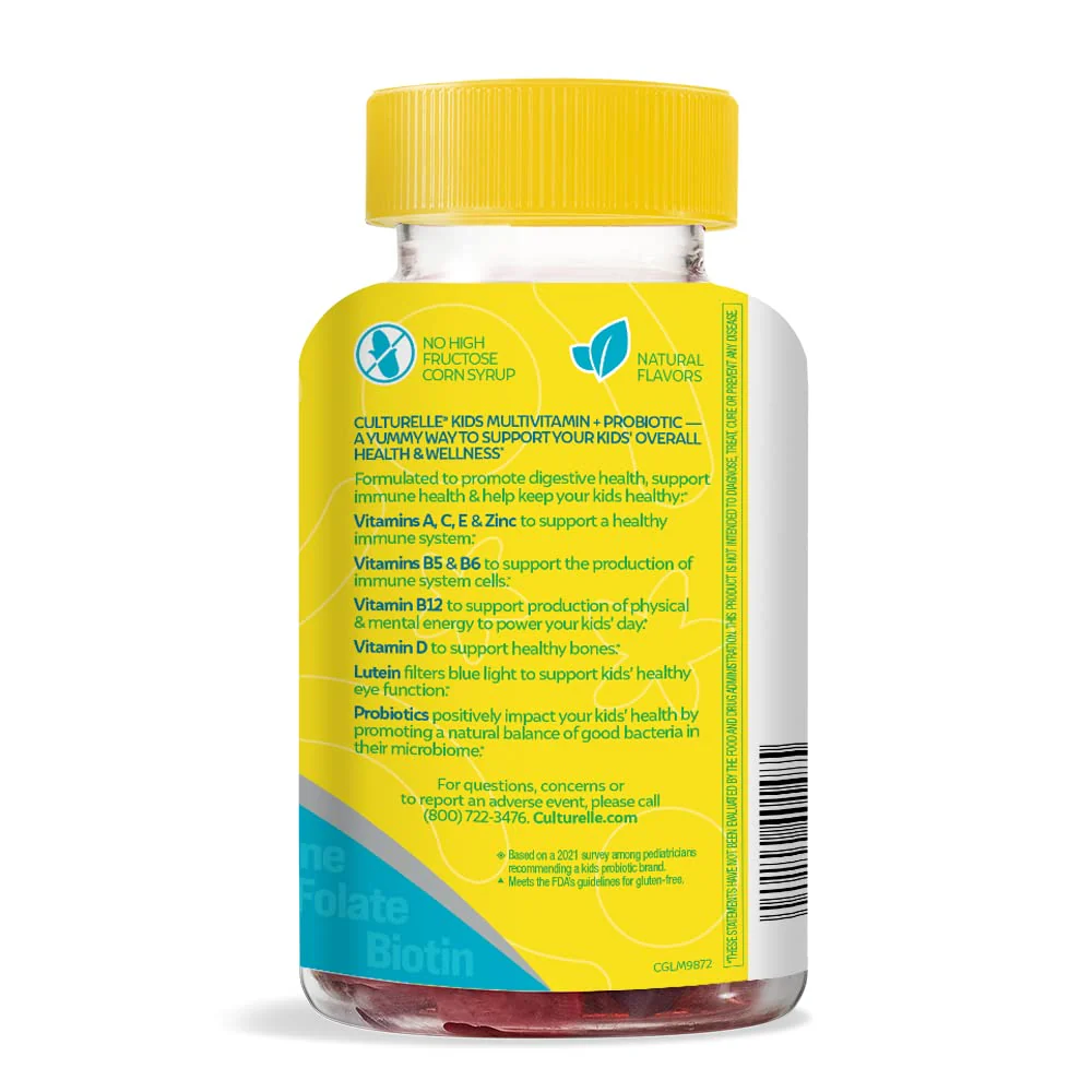 Culturelle Kids Multivitamin + Probiotic For Kids (Ages 2+) - 60 Count, Peach-Orange & Mixed Berry Flavor - Digestive Health & Immune Support Gummies with Lutein to Support Eye Health - Image 9