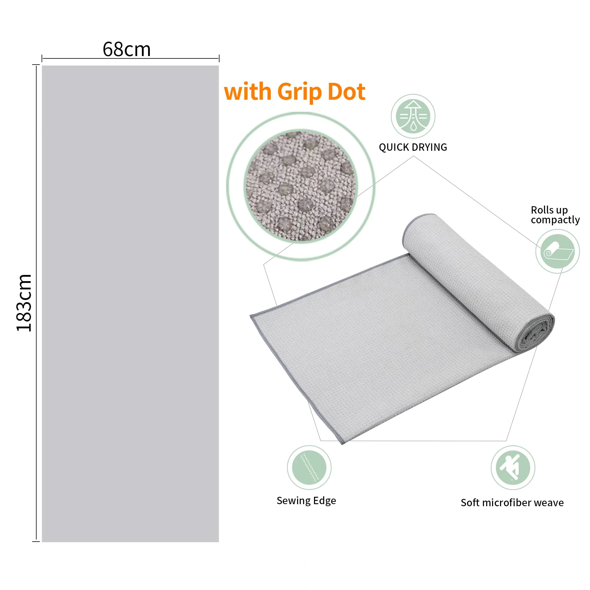 CYCLXY 2 Pack Hot Yoga Towel with Grip Dot?Stickyfiber Yoga Mat Towels Non Slip for Hot Yoga,Absorbent Microfiber Sweat Anti-Slip Cover,Bikram,Pilates,Exercise,Fitness - Image 6