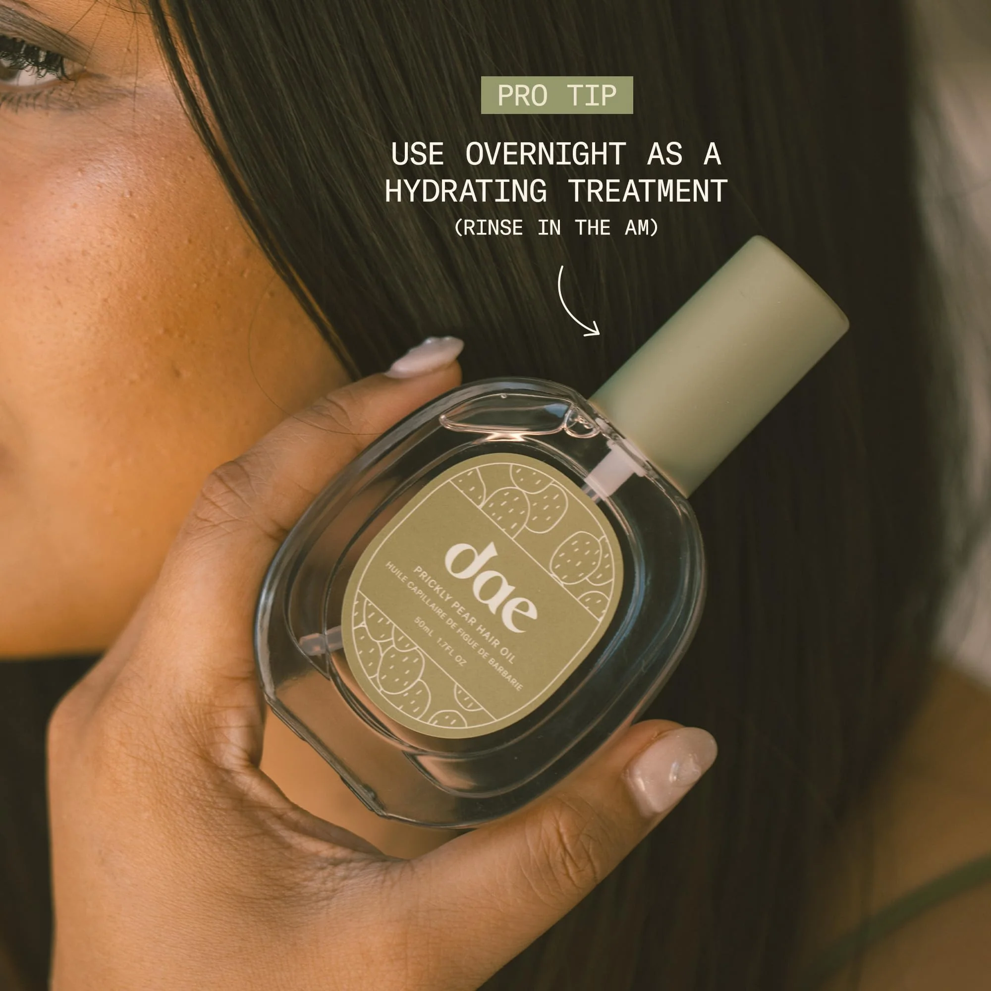 DAE Prickly Pear Hair Oil - Smooths Frizz, Hydrates, Prevents Breakage, Detangles, & Adds Shine (0.6 oz) - Image 3