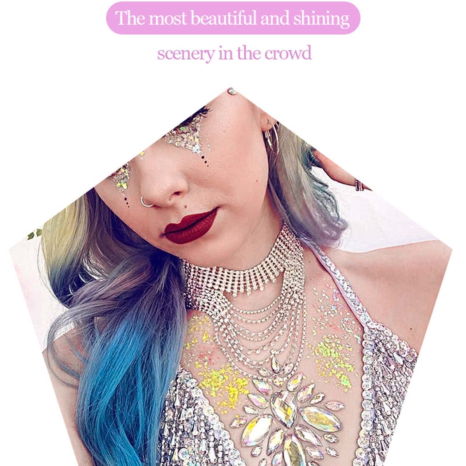 DAGEDA Body Glitter Gel, Face Glitter Body Gel Sequins Shimmer Liquid Eyeshadow, Chunky Glitter for Face Hair Nails, Holographic Cosmetic Laser Powder Festival Glitter Makeup 50ml(White) - Image 2
