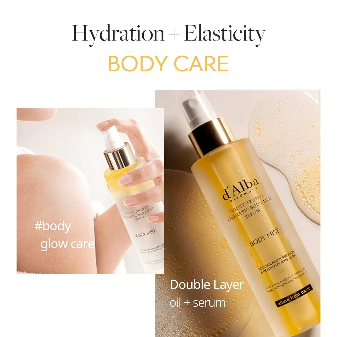 d'alba Piedmont Italian White Truffle Aromatic Body Mist Serum, Glowy Hydrating Body Serum Spray, Go-to Body Mist for dry and damaged skin, Romantic Fragrance, Korean Skin Care (6.08 fl oz.) - Image 8