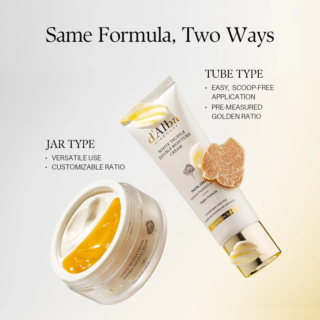 d'alba Piedmont White Truffle Double Moisture Cream, 2-in-1 Face Moisturizer, Vegan Skincare, Vegan Collegen, Skin Firming, Tightening, Dual Formula in ONE tube, Korean Skincare (2.02 oz) - Image 3