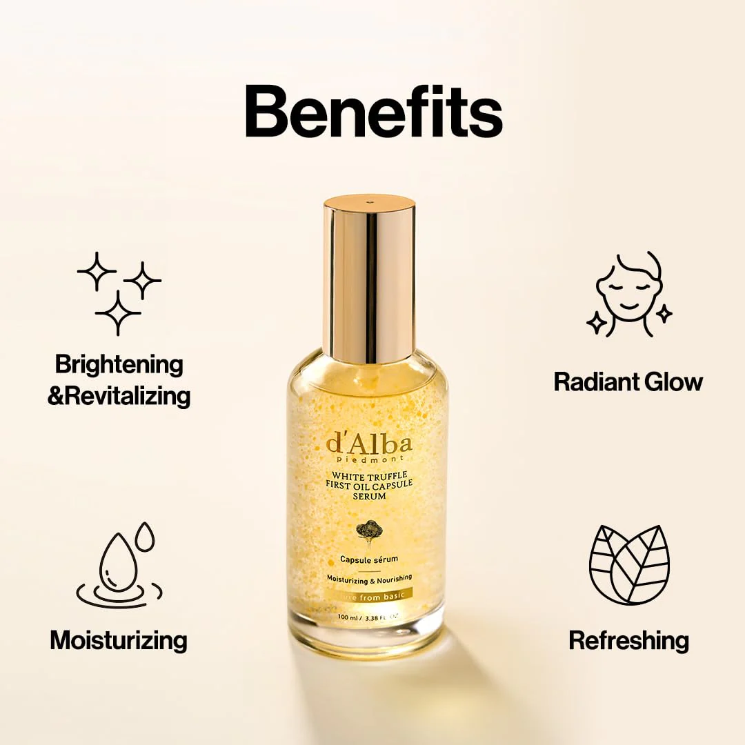 d'alba Piedmont White Truffle Oil Capsule Serum, Daily Vita Boost for Luminous Skin, Double Vitamin Formula, Big Size (3.38fl. oz.) - Image 4