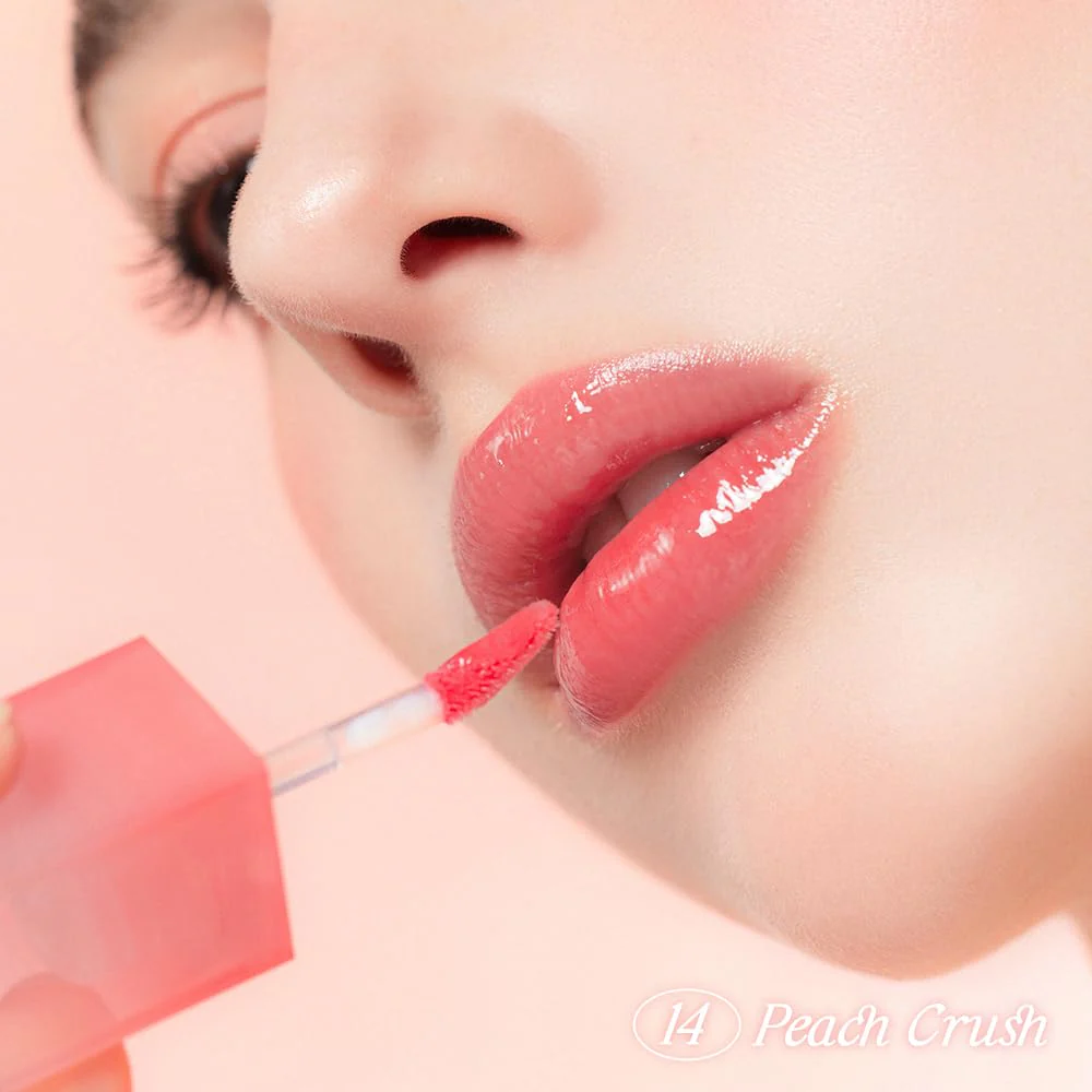 dasique Juicy Dewy Tint (14 Peach Crush) 0.12 oz | Light Application with moisture | Long-wearing Glossy Lip Stain, Non-sticky | Vegan, Cruelty-free | K-beauty - Image 3