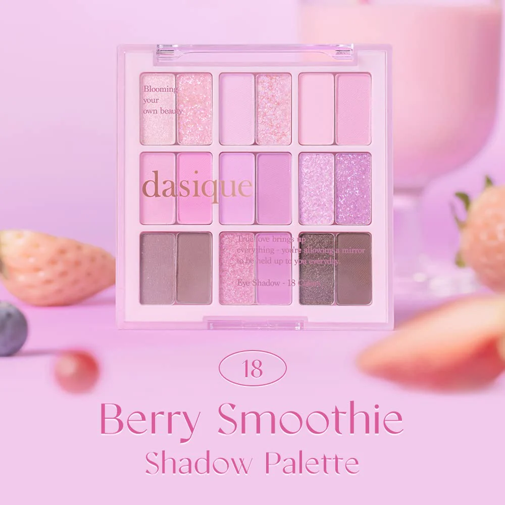 dasique Shadow Palette #18 Berry Smoothie l Vegan, Cruelty-Free l 18 Blendable Shades in Smooth Matte and Shimmer Finishes with Gorgeous Pearls - Image 8
