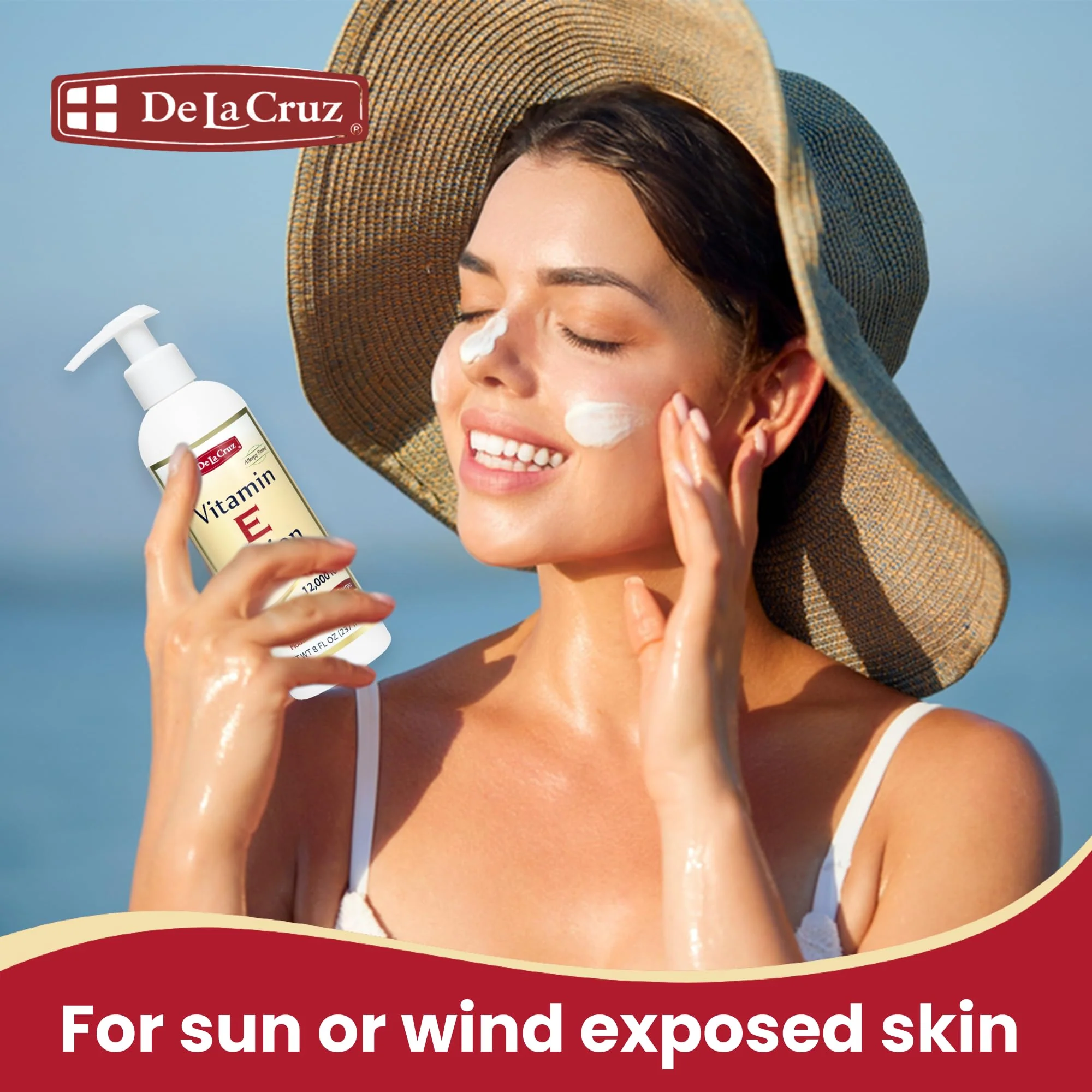 De La Cruz Vitamin E Lotion for Dry Skin 12,000 IU with Avocado Oil, Almond Oil & Aloe Vera.vitamin e moisturizer, Moisturizing body lotion and face lotion for All Skin Types 8 FL OZ Made in USA - Image 6