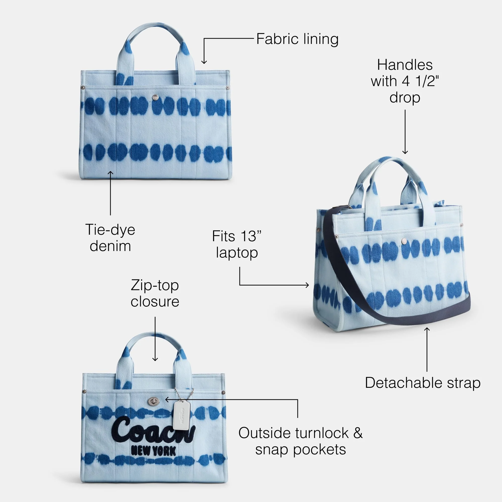 Denim Tie Dye Cargo Tote - Image 4