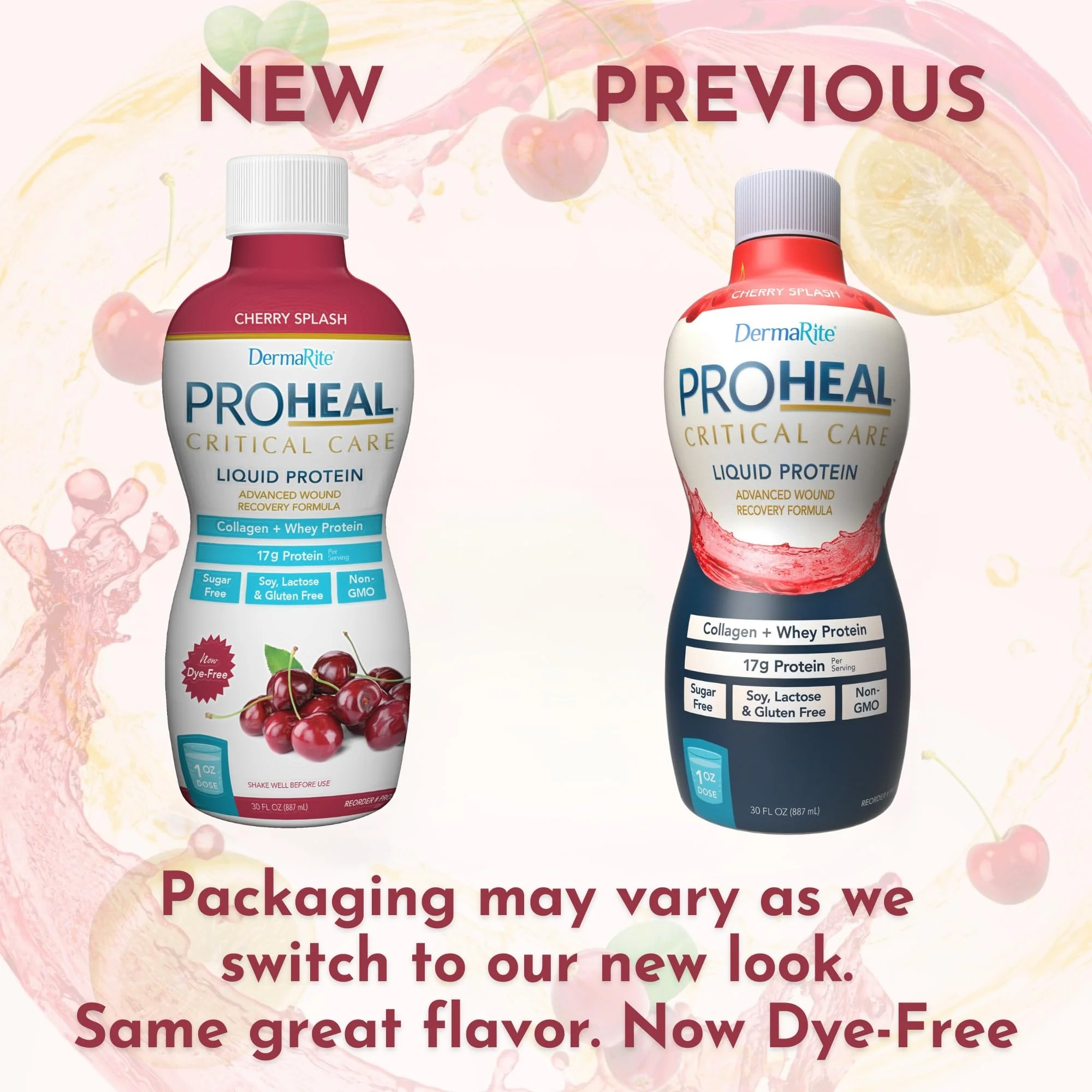 DermaRite's ProHeal Critical Care Protein Supplement - Wound Recovery Liquid Formula, 17g of Collagen & Whey Protein - Cherry Splash Flavor, 30 oz., 1 Count - Image 5