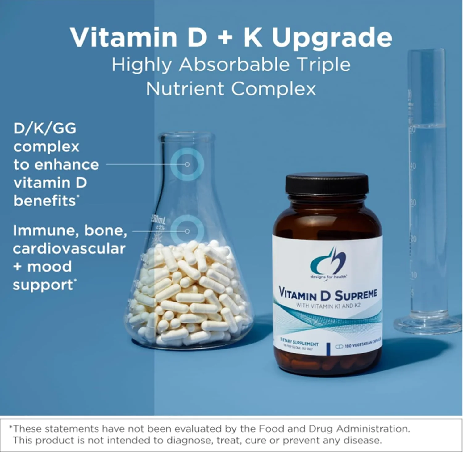 Designs for Health Vitamin D Supreme - Vitamin D 5000 IU with 2000mcg Vitamin K as MK4 for Bone Health, Heart Health, Mood & Immune Support - Vitamin D3 Enhanced with GG Supplement (60 Capsules) - Image 8