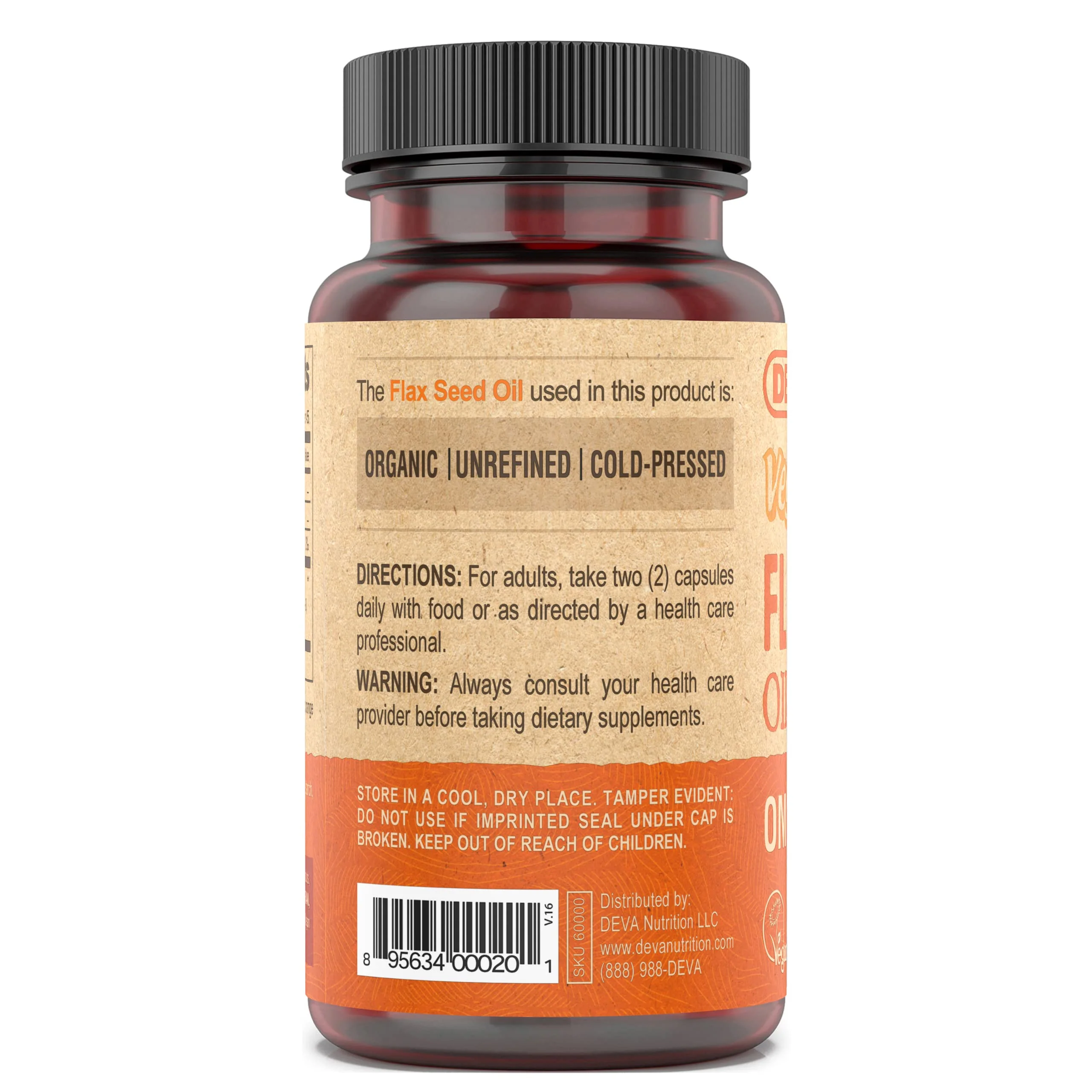 DEVA Organic Vegan Vitamins Flax Seed Oil - Rich in Omega-3, Cold-Pressed & Unrefined - 90 Capsules, 2-Pack - Image 4
