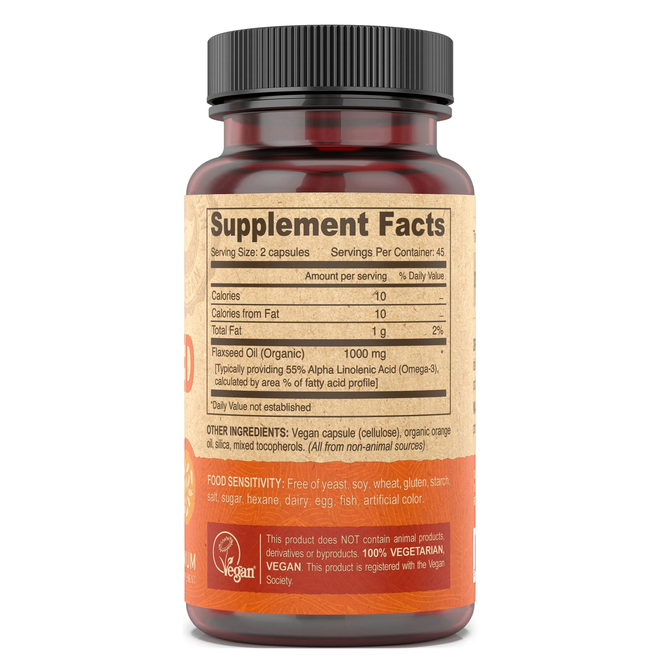 DEVA Organic Vegan Vitamins Flax Seed Oil - Rich in Omega-3, Cold-Pressed & Unrefined - 90 Capsules, 2-Pack - Image 5